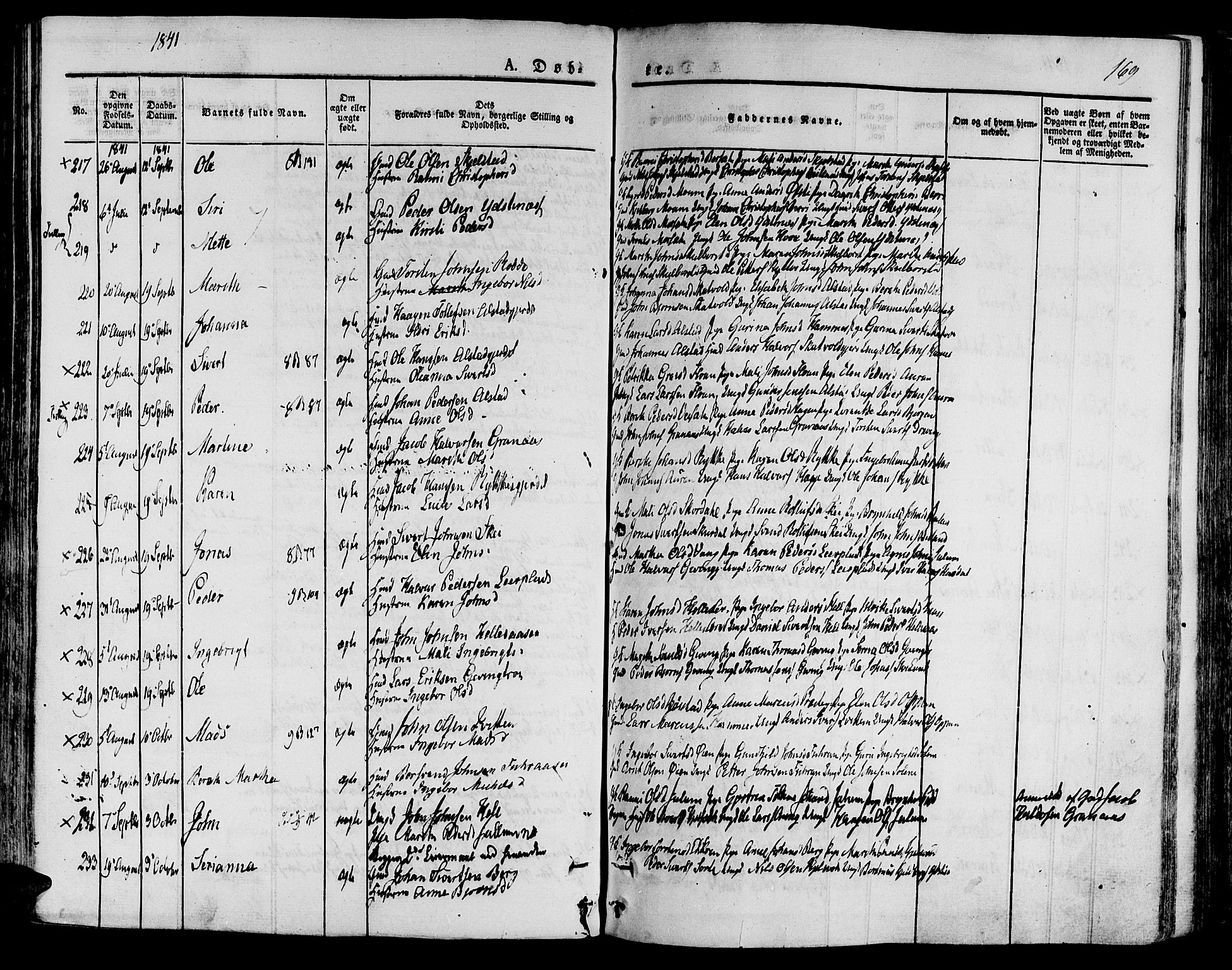 Ministerialprotokoller, klokkerbøker og fødselsregistre - Nord-Trøndelag, SAT/A-1458/709/L0071: Parish register (official) no. 709A11, 1833-1844, p. 169