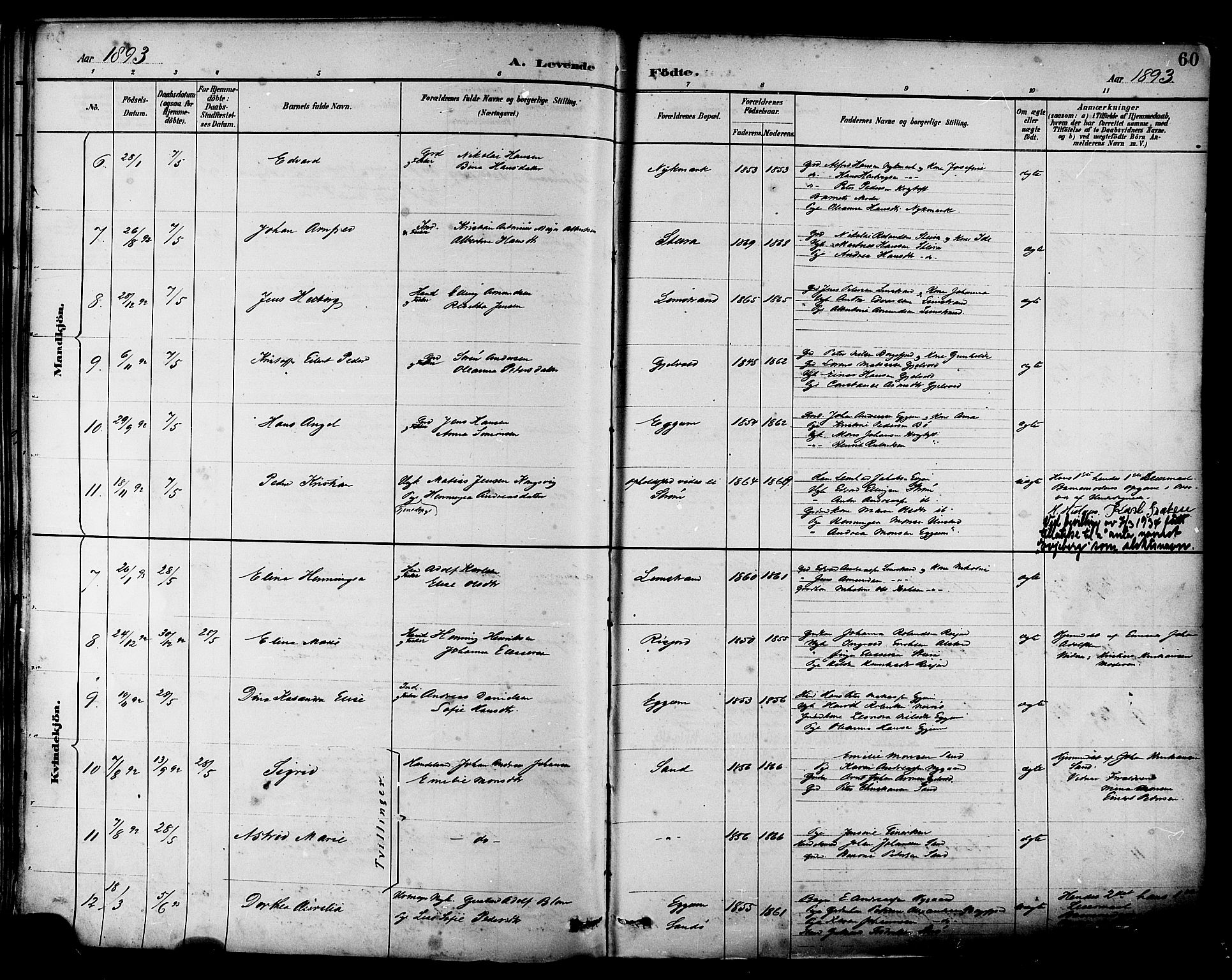 Ministerialprotokoller, klokkerbøker og fødselsregistre - Nordland, SAT/A-1459/880/L1133: Parish register (official) no. 880A07, 1888-1898, p. 60