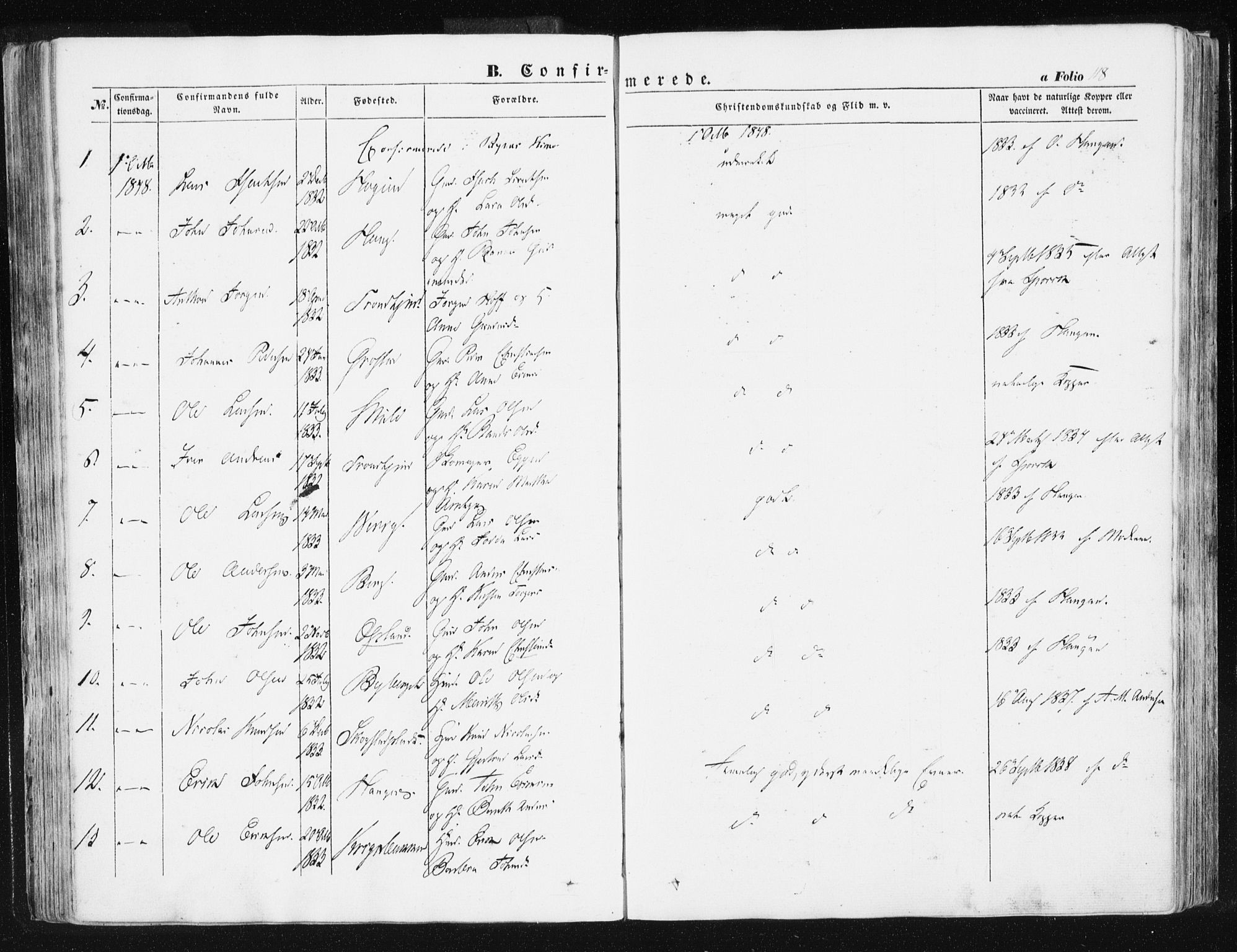 Ministerialprotokoller, klokkerbøker og fødselsregistre - Sør-Trøndelag, SAT/A-1456/612/L0376: Parish register (official) no. 612A08, 1846-1859, p. 118
