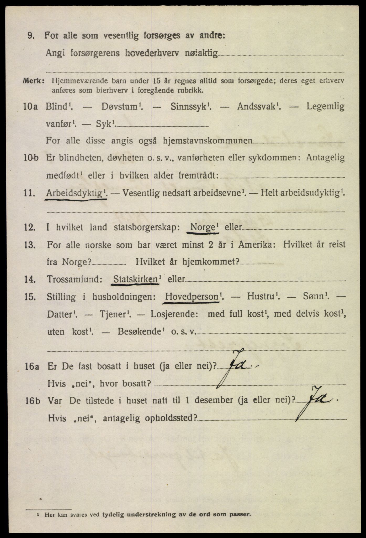 SAK, 1920 census for Sør-Audnedal, 1920, p. 3180