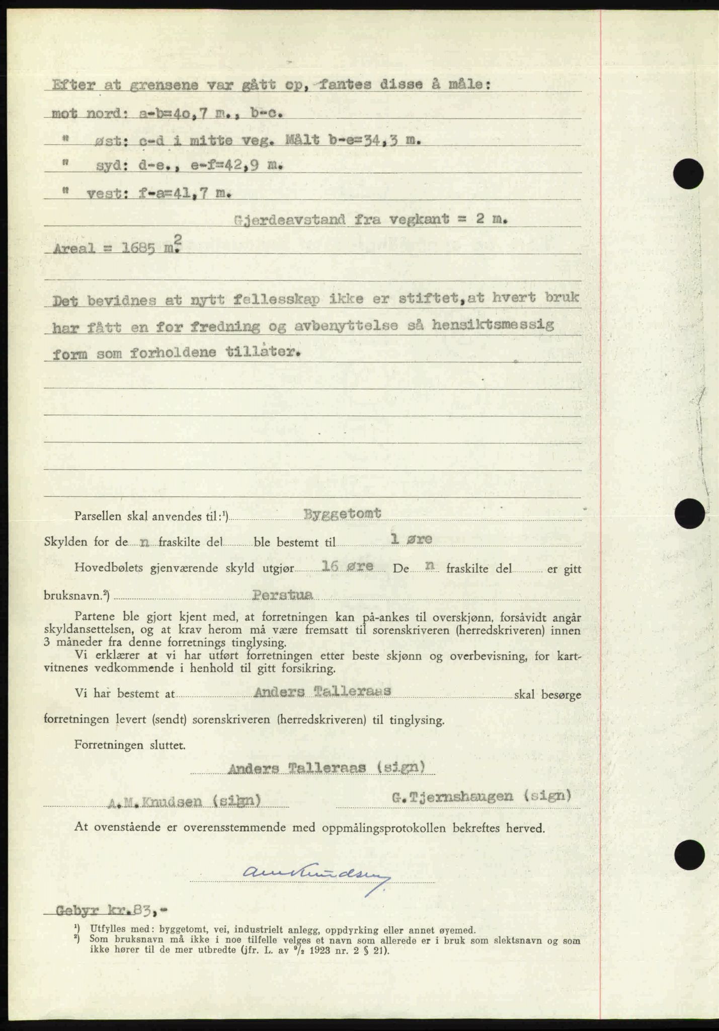 Follo sorenskriveri, SAO/A-10274/G/Ga/Gaa/L0085: Mortgage book no. I 85, 1948-1948, Diary no: : 3902/1948