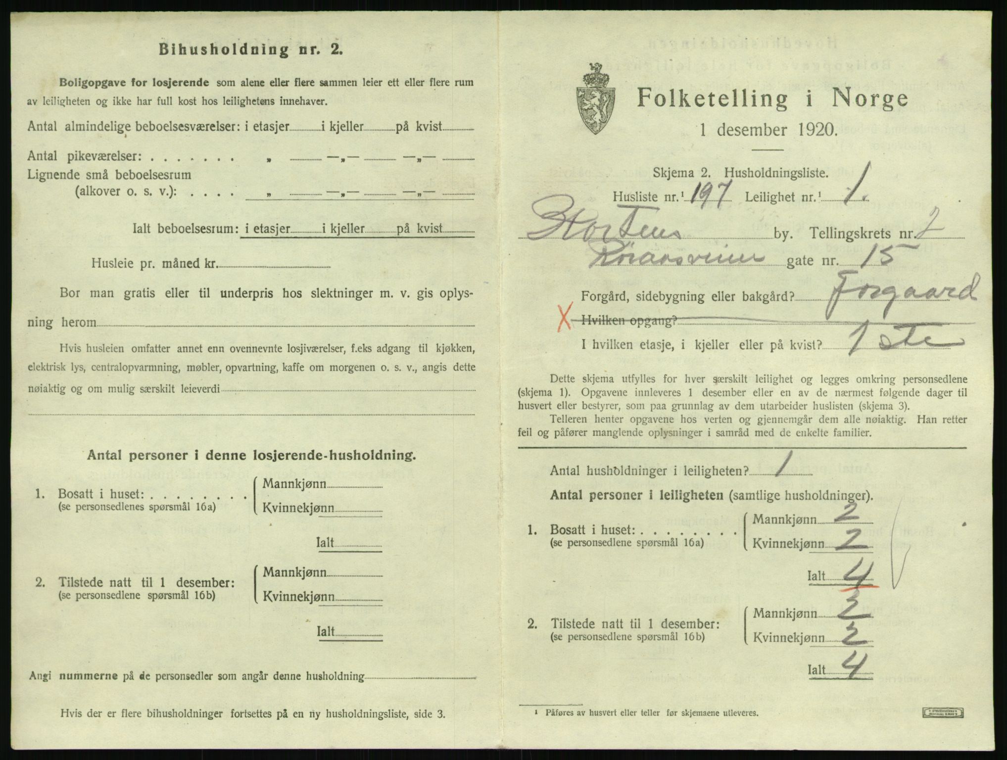 SAKO, 1920 census for Horten, 1920, p. 4057