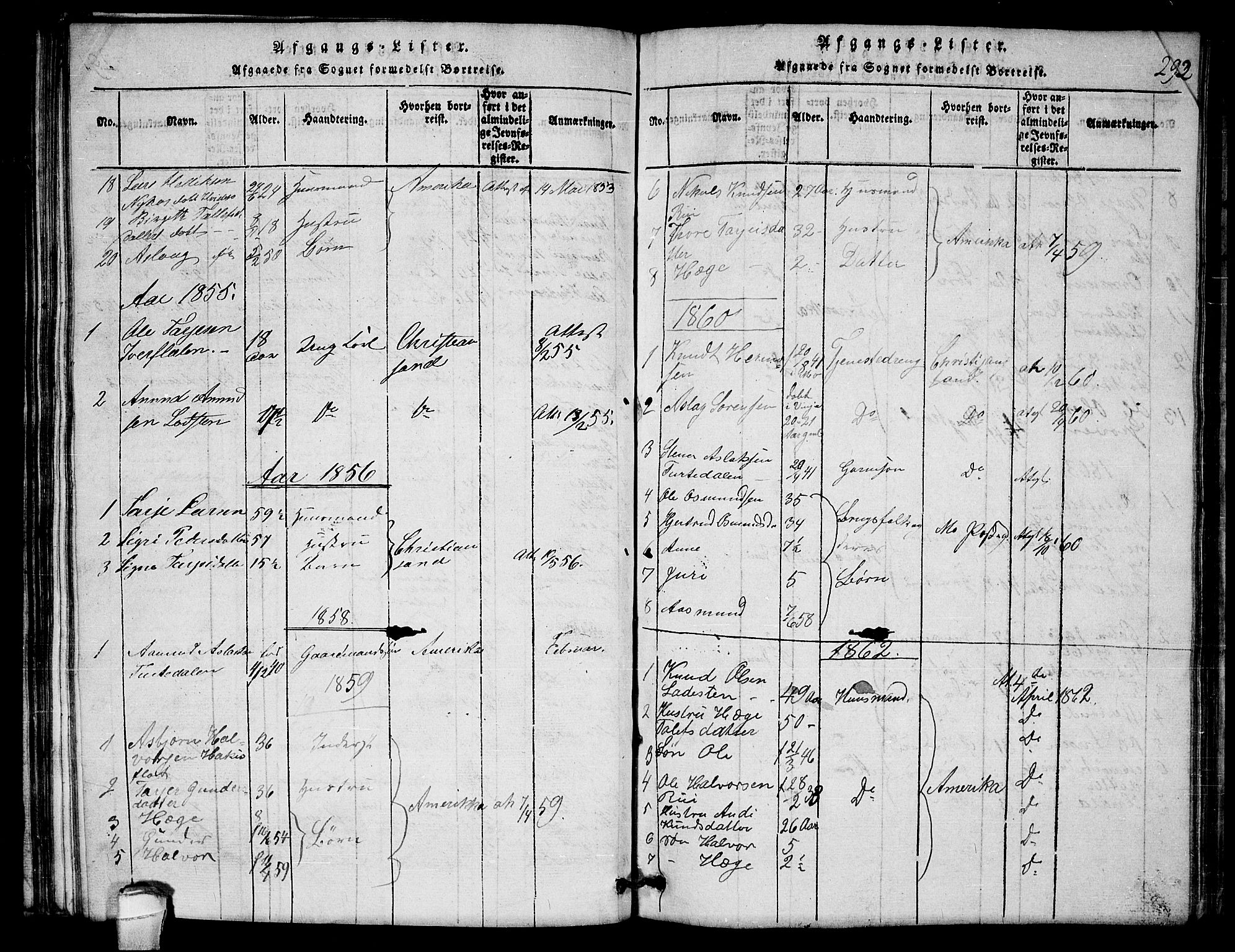 Lårdal kirkebøker, SAKO/A-284/G/Gb/L0001: Parish register (copy) no. II 1, 1815-1865, p. 292