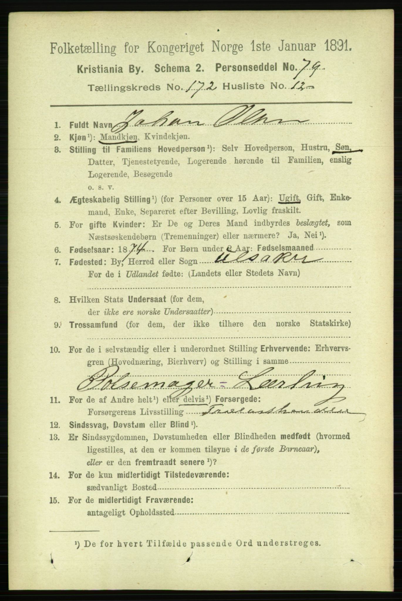 RA, 1891 census for 0301 Kristiania, 1891, p. 102264