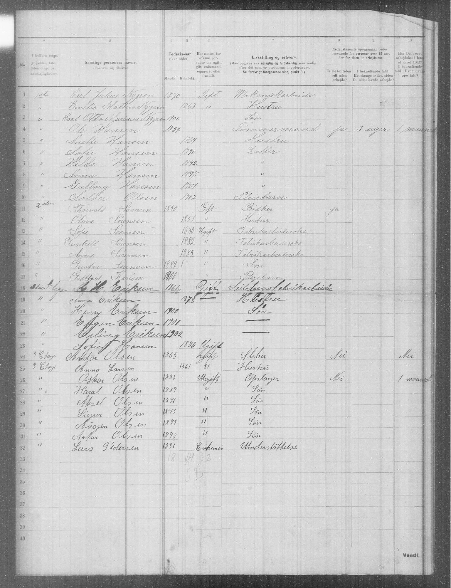 OBA, Municipal Census 1902 for Kristiania, 1902, p. 9395