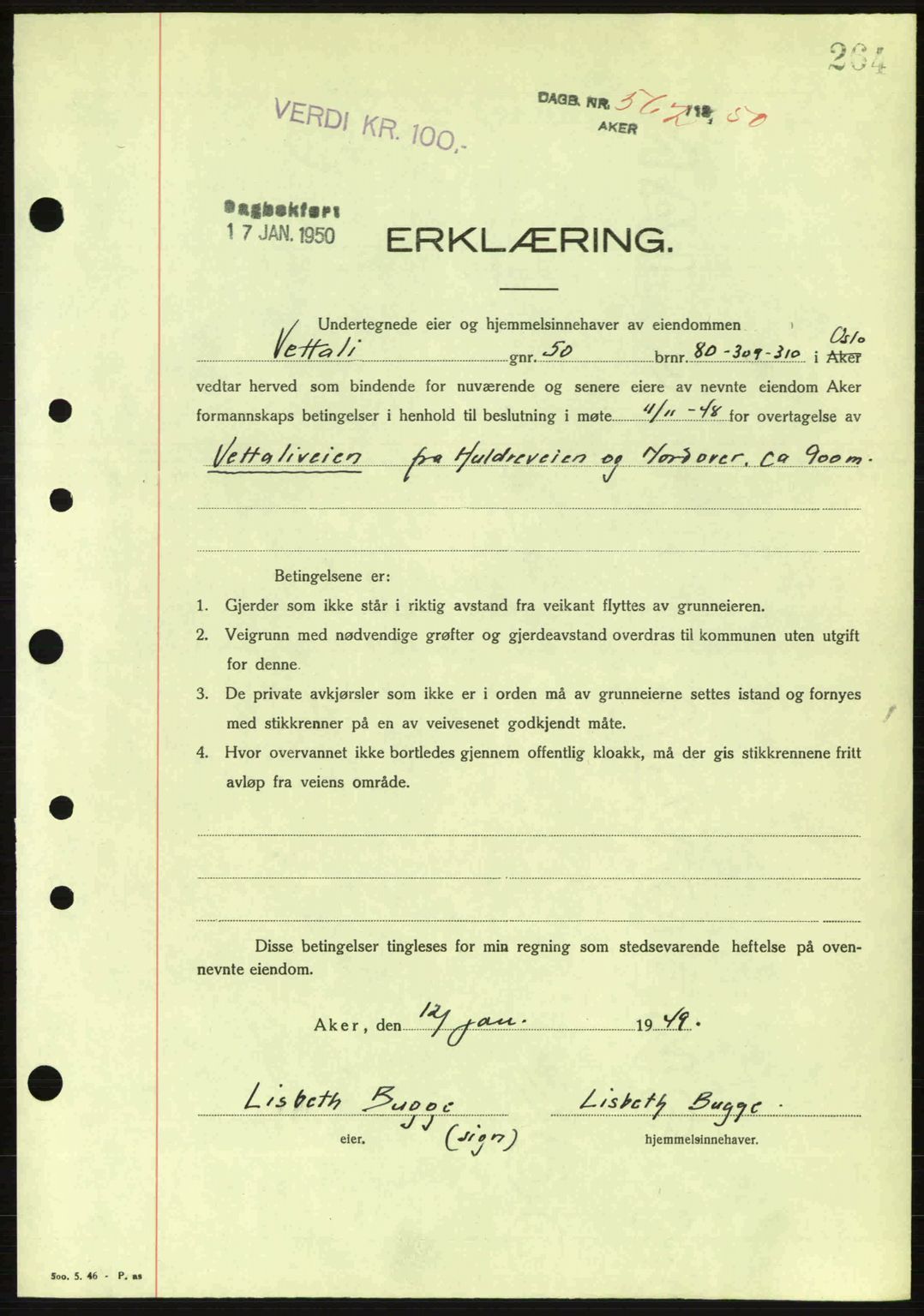 Oslo byskriverembete, AV/SAO-A-10227/G/Gb/Gbd/Gbda/L0017: Mortgage book no. A215, 1949-1950, Diary no: : 562/1950