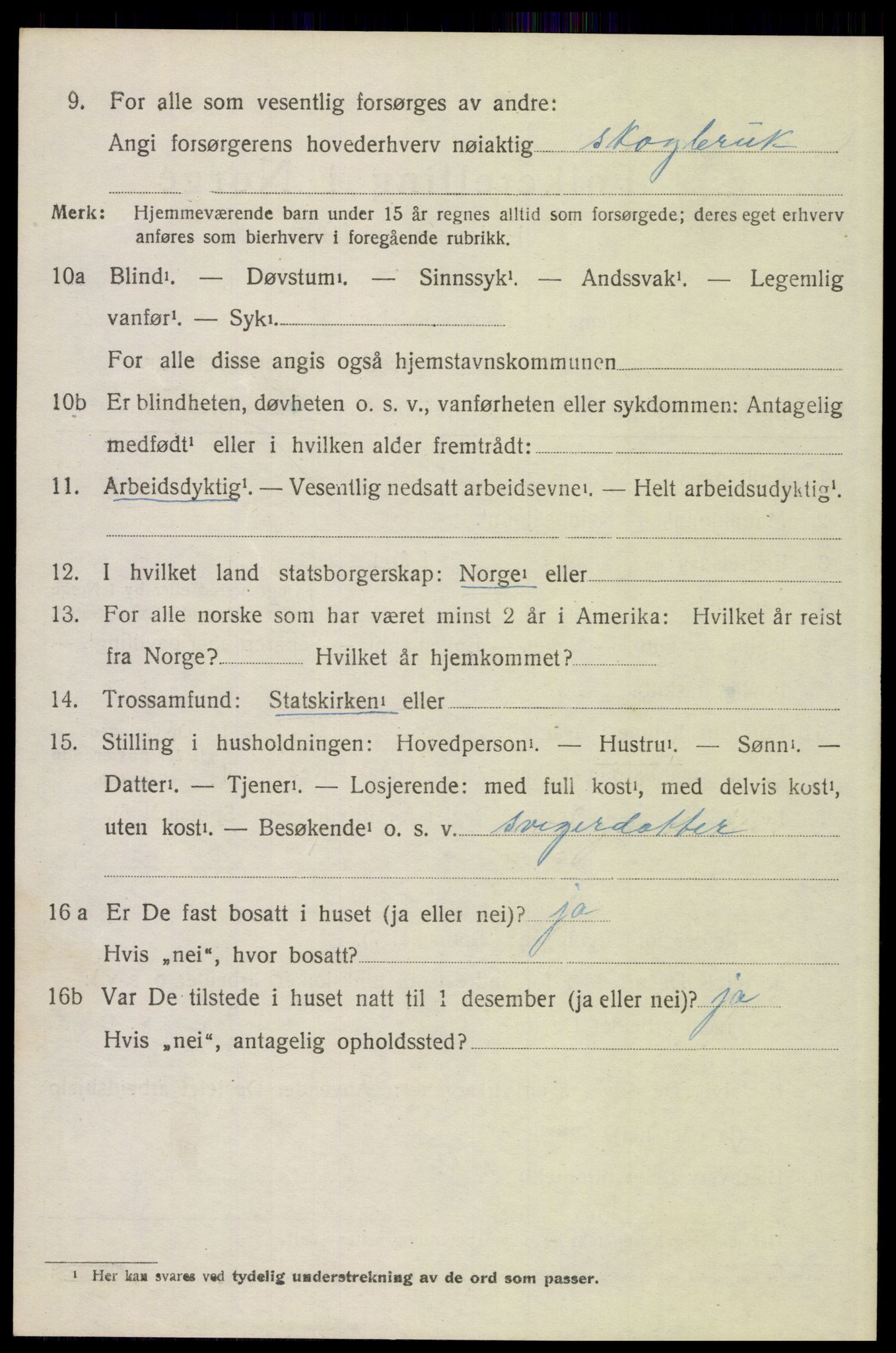 SAH, 1920 census for Trysil, 1920, p. 12822