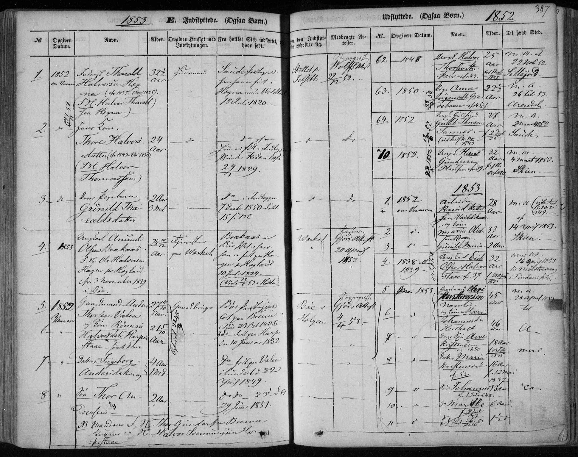Holla kirkebøker, SAKO/A-272/F/Fa/L0005: Parish register (official) no. 5, 1849-1860, p. 387