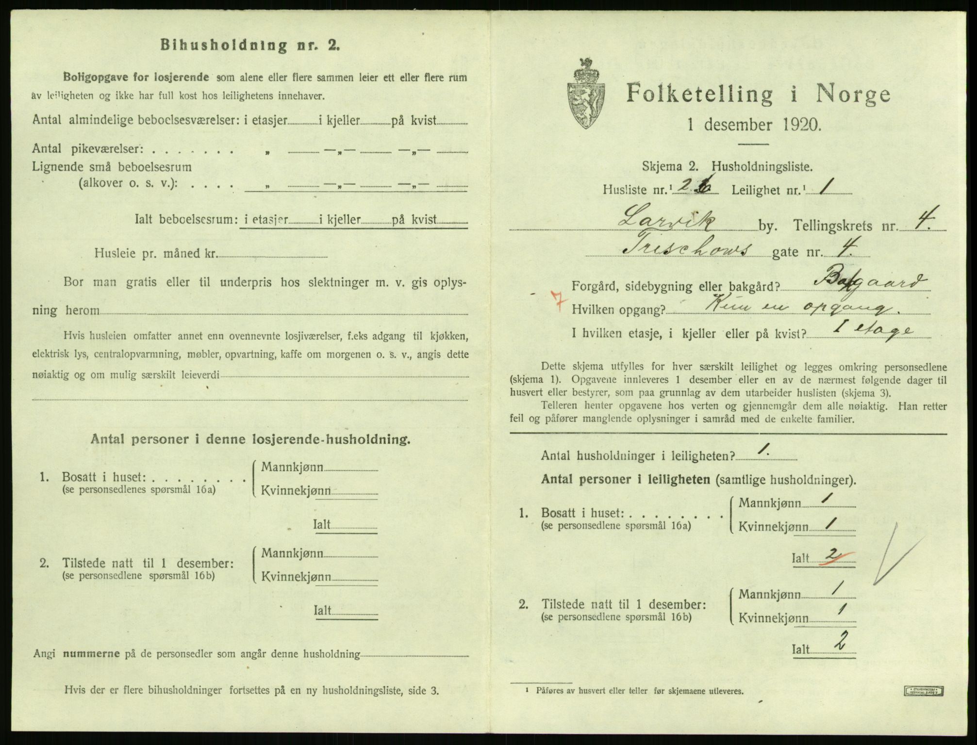 SAKO, 1920 census for Larvik, 1920, p. 4252