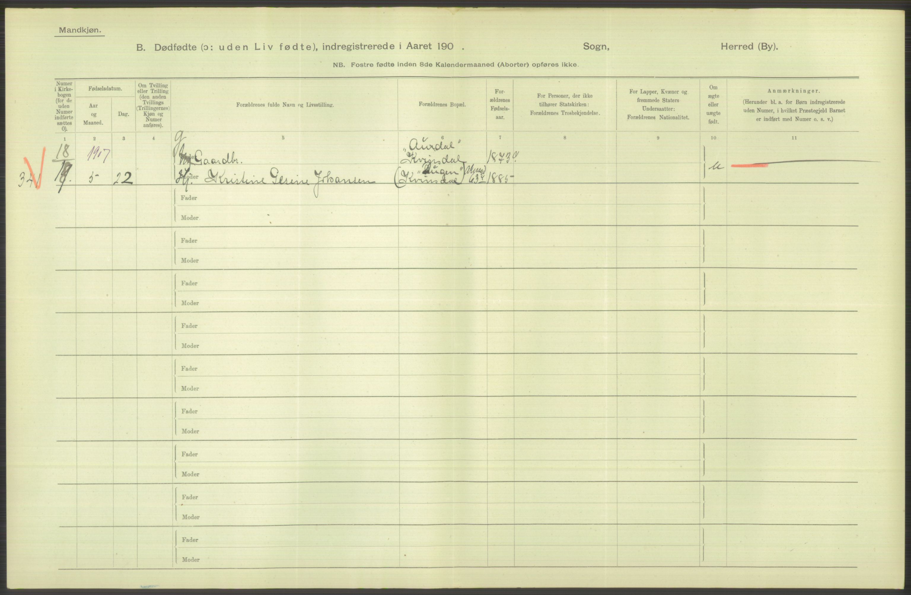 Statistisk sentralbyrå, Sosiodemografiske emner, Befolkning, AV/RA-S-2228/D/Df/Dfa/Dfae/L0010: Kristiania: Døde, dødfødte, 1907, p. 26