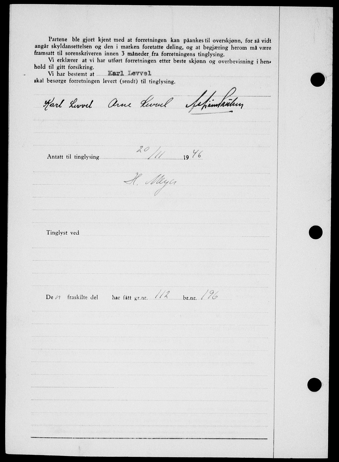 Onsøy sorenskriveri, SAO/A-10474/G/Ga/Gab/L0018: Mortgage book no. II A-18, 1946-1947, Diary no: : 2975/1946