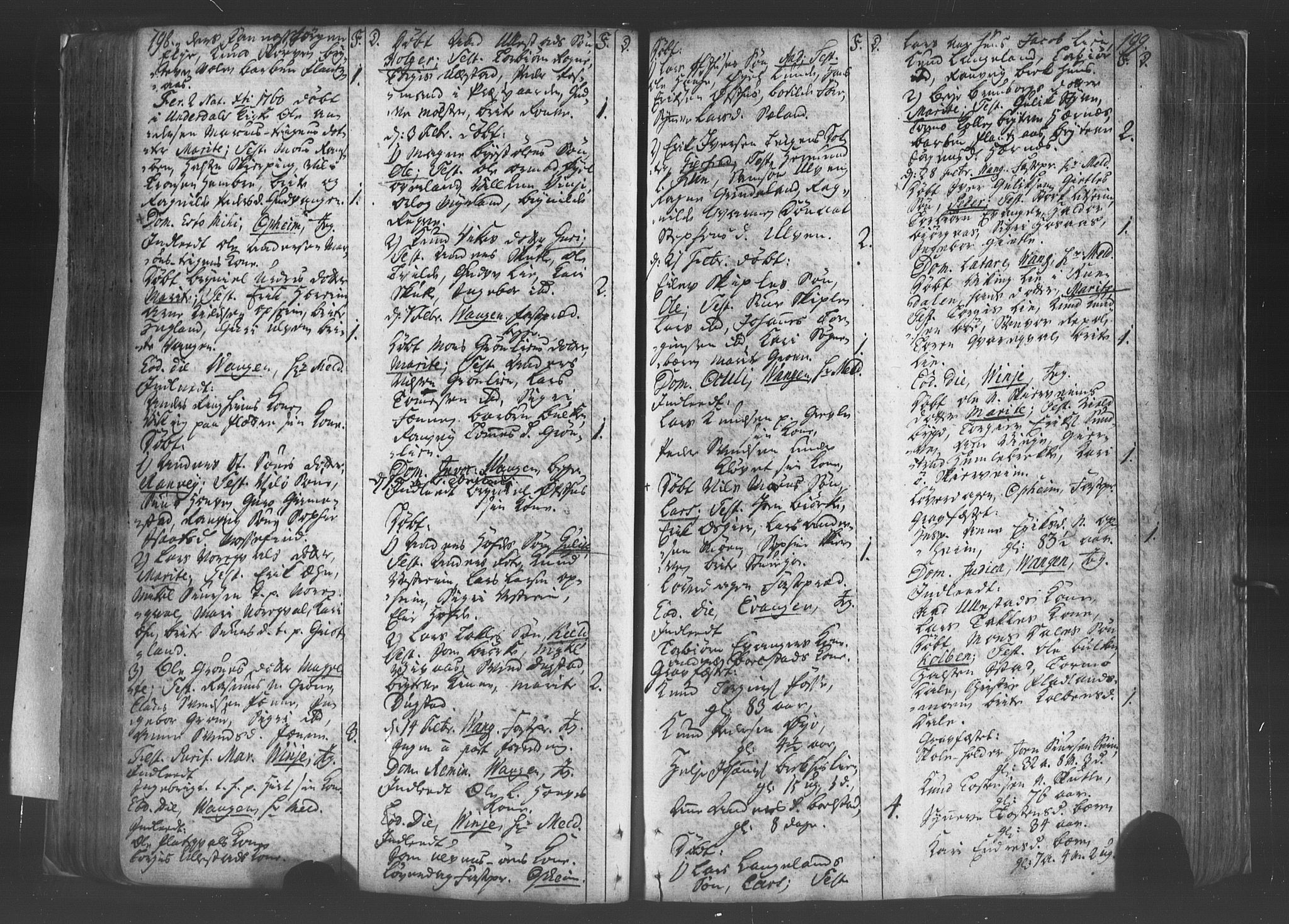 Voss sokneprestembete, SAB/A-79001/H/Haa: Parish register (official) no. A 8, 1752-1780, p. 198-199