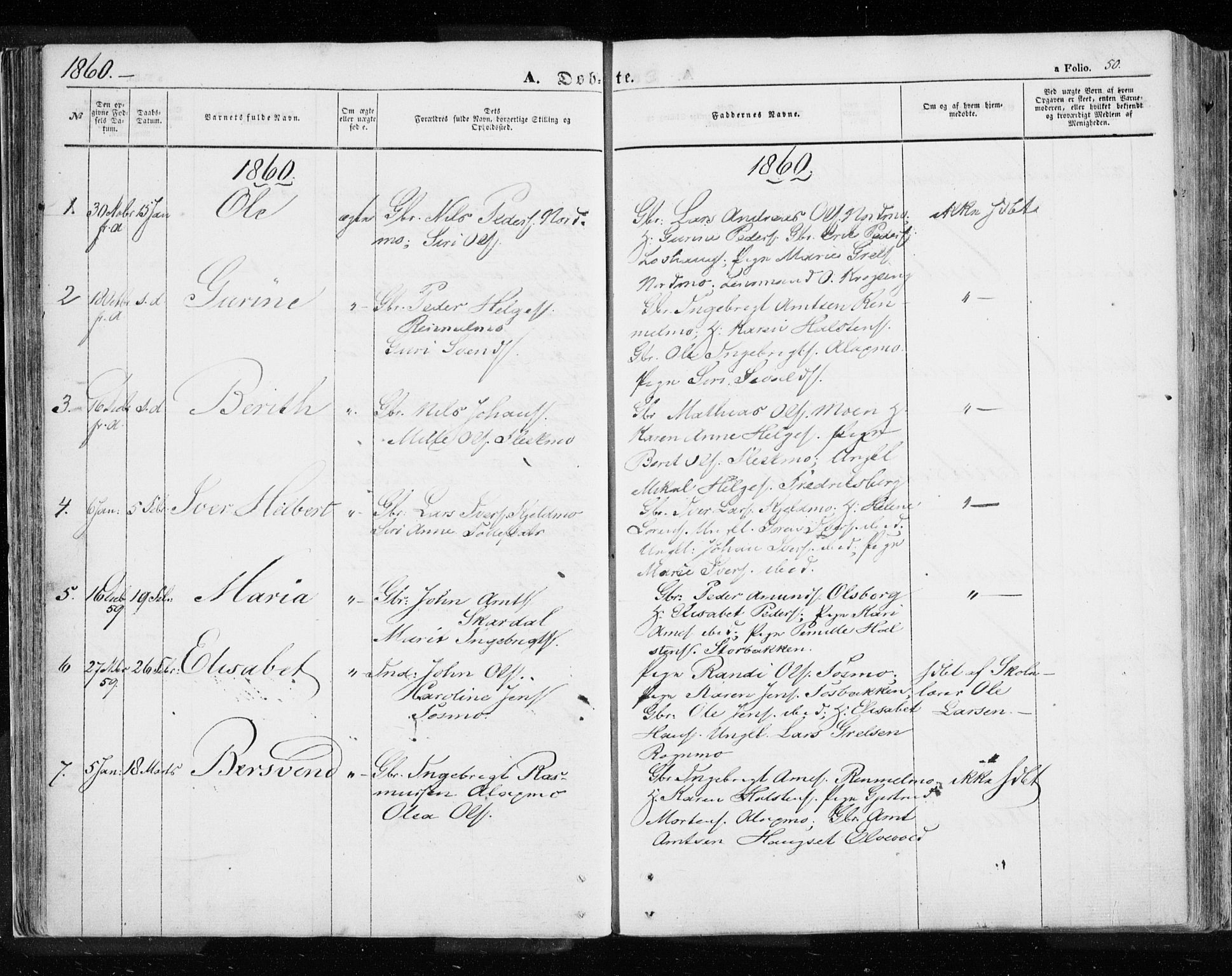 Målselv sokneprestembete, SATØ/S-1311/G/Ga/Gaa/L0003kirke: Parish register (official) no. 3, 1853-1863, p. 50