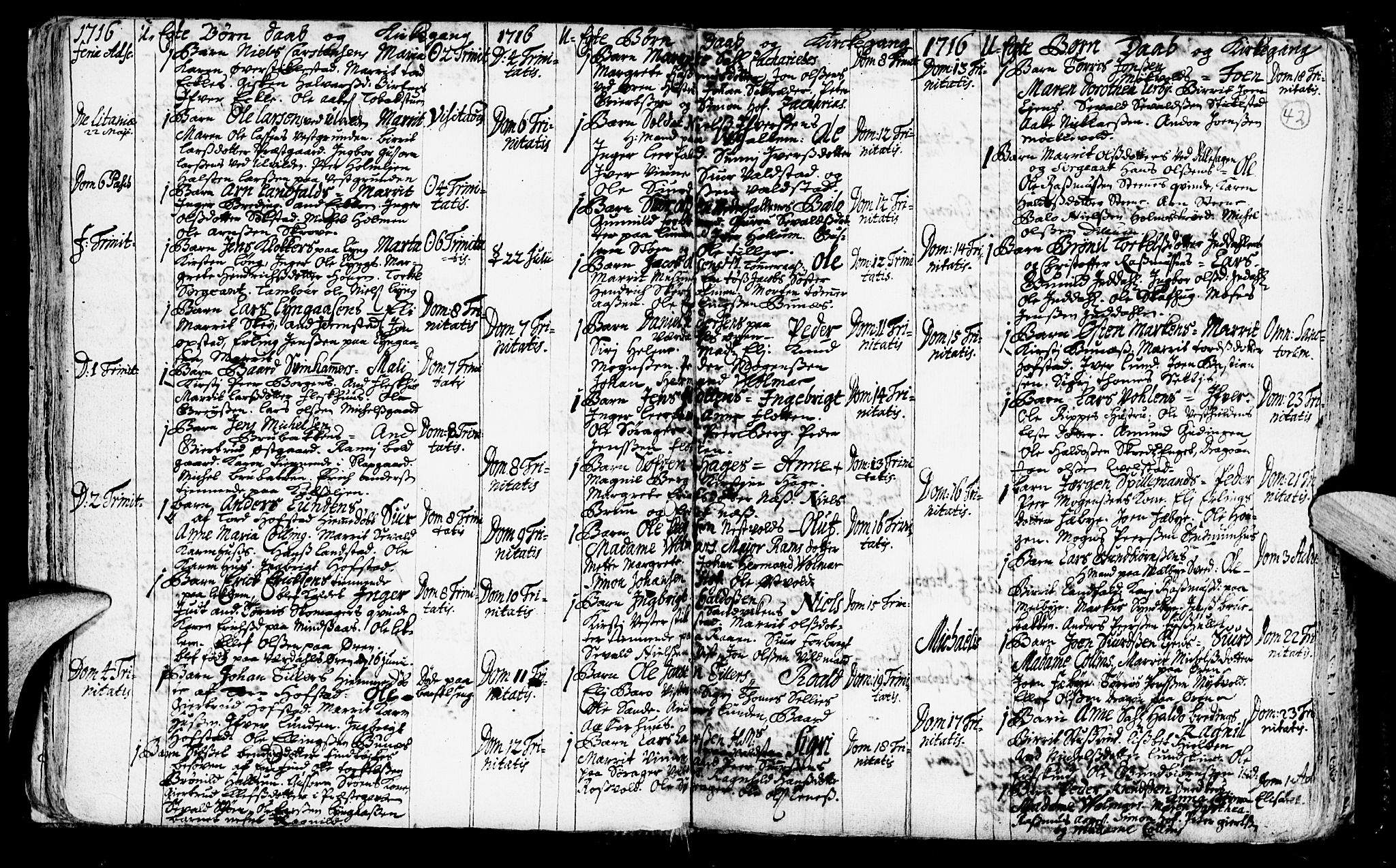 Ministerialprotokoller, klokkerbøker og fødselsregistre - Nord-Trøndelag, SAT/A-1458/723/L0230: Parish register (official) no. 723A01, 1705-1747, p. 42