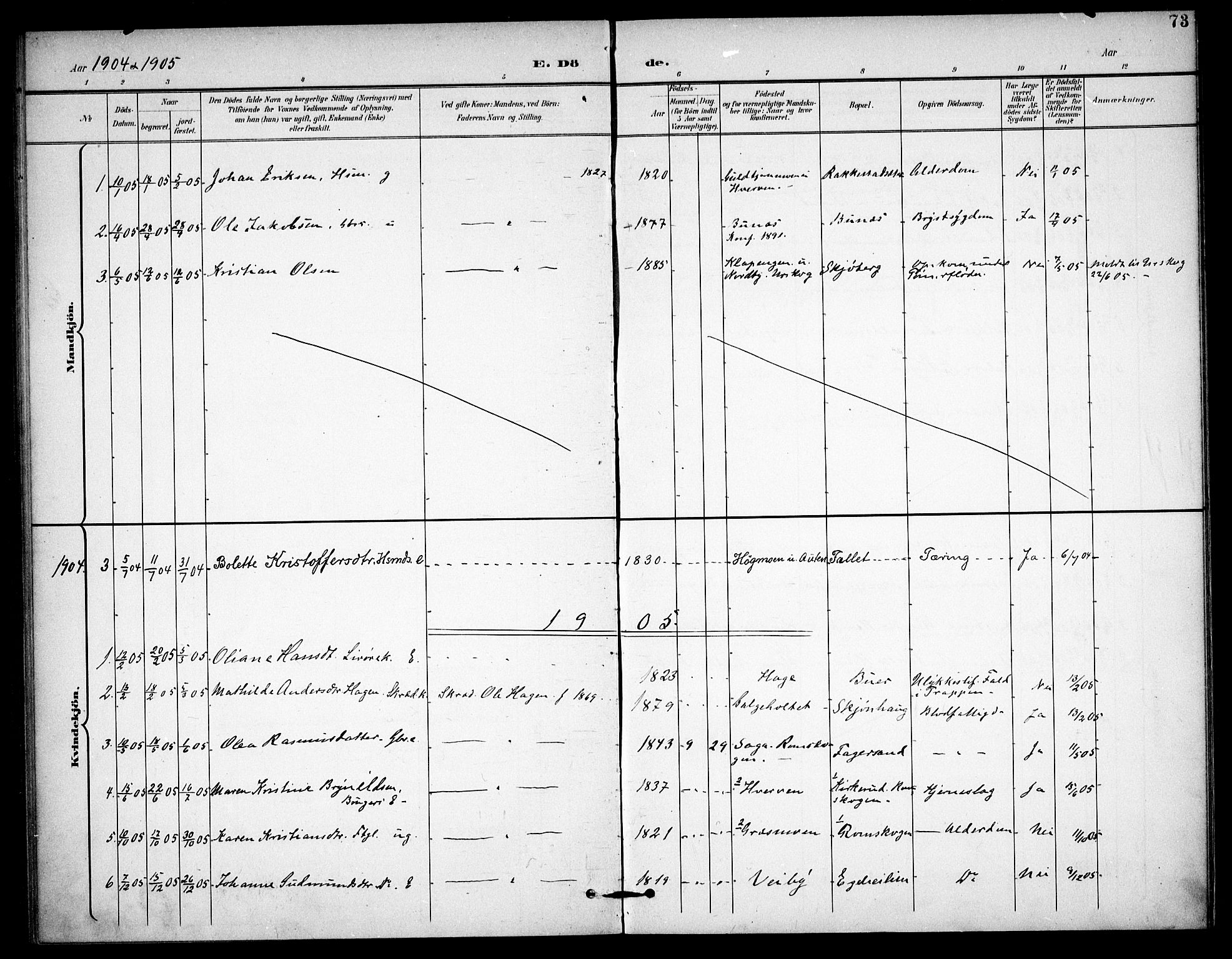 Høland prestekontor Kirkebøker, SAO/A-10346a/F/Fc/L0003: Parish register (official) no. III 3, 1897-1911, p. 73