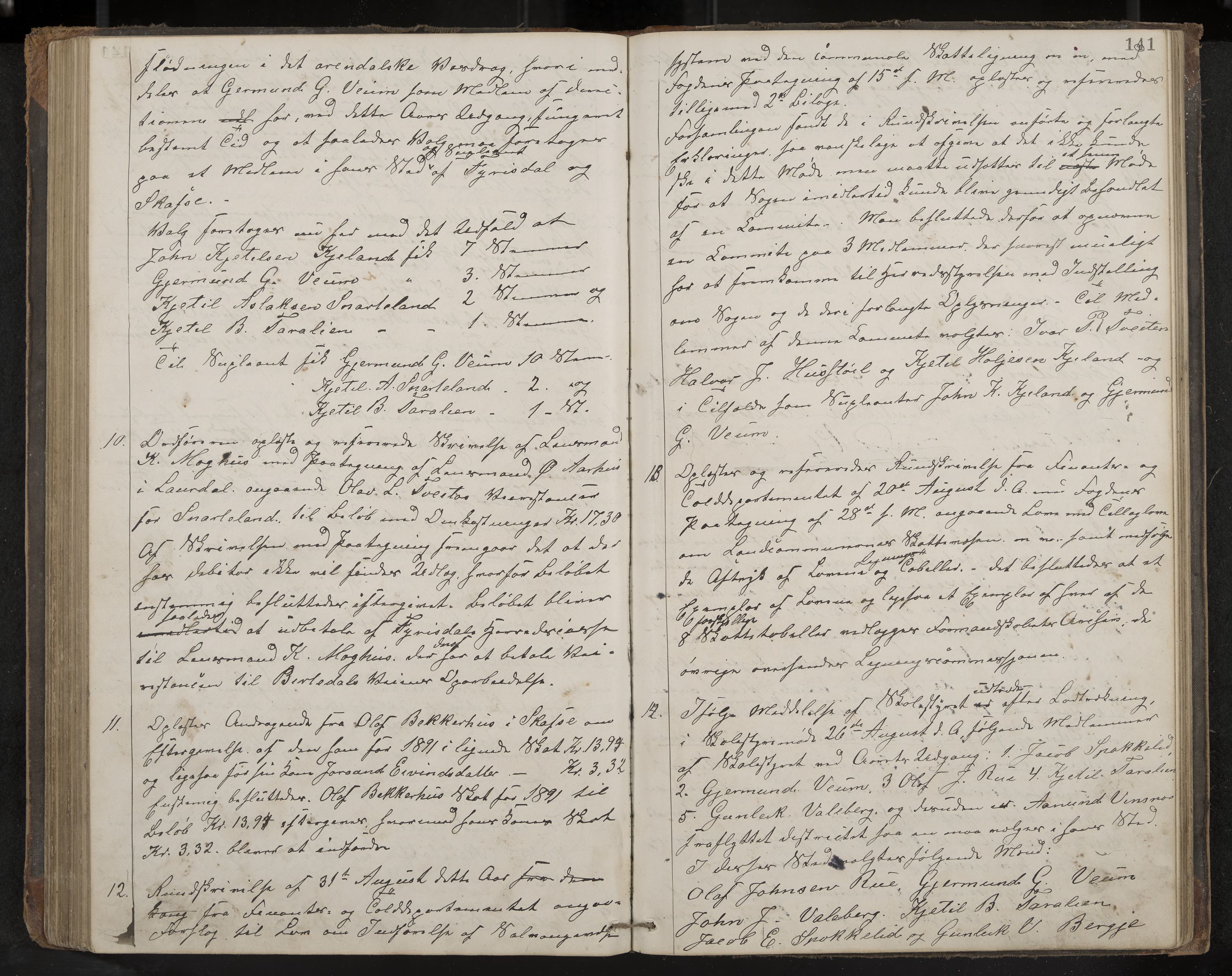Fyresdal formannskap og sentraladministrasjon, IKAK/0831021-1/Aa/L0002: Møtebok, 1877-1894, p. 141