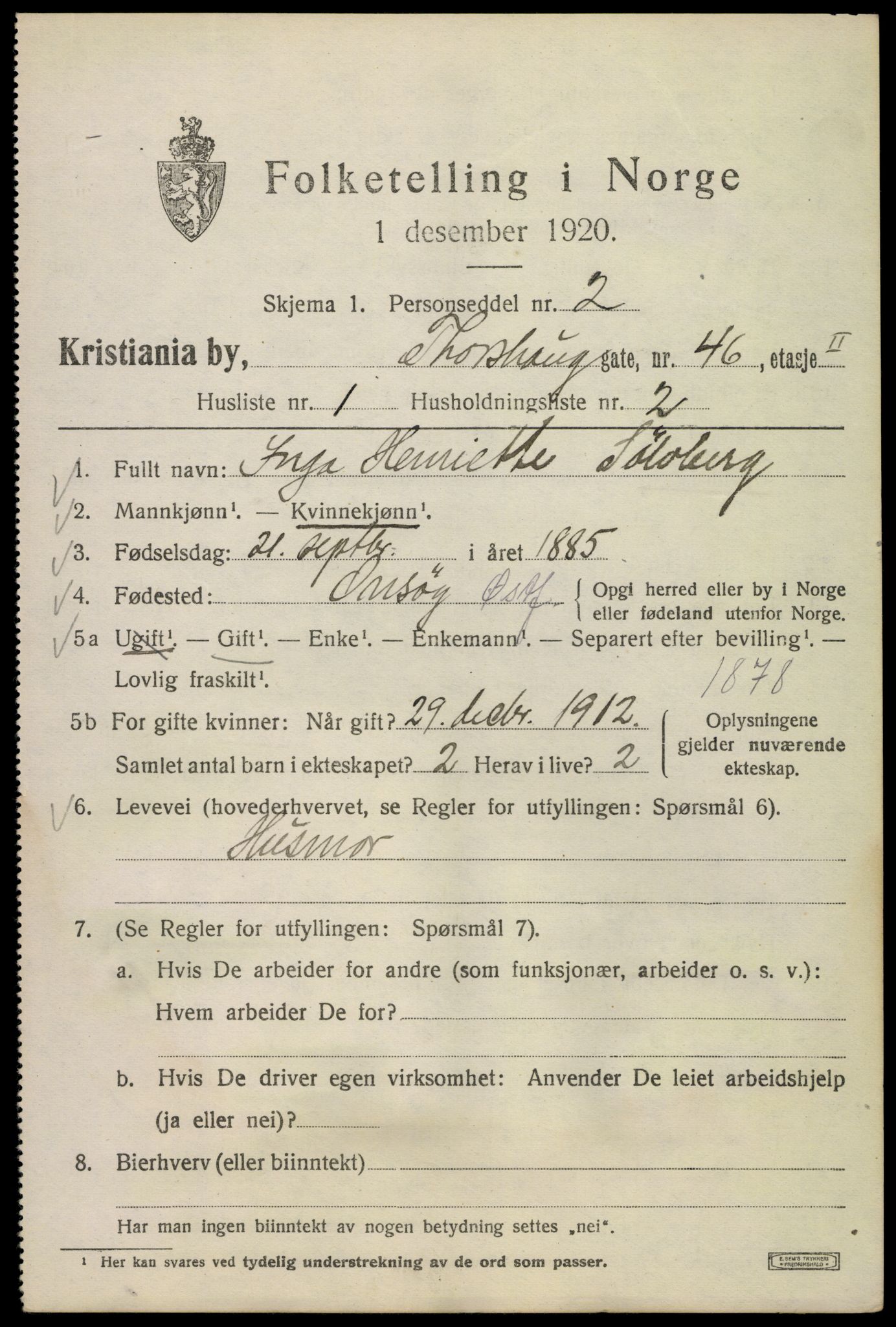 SAO, 1920 census for Kristiania, 1920, p. 593347