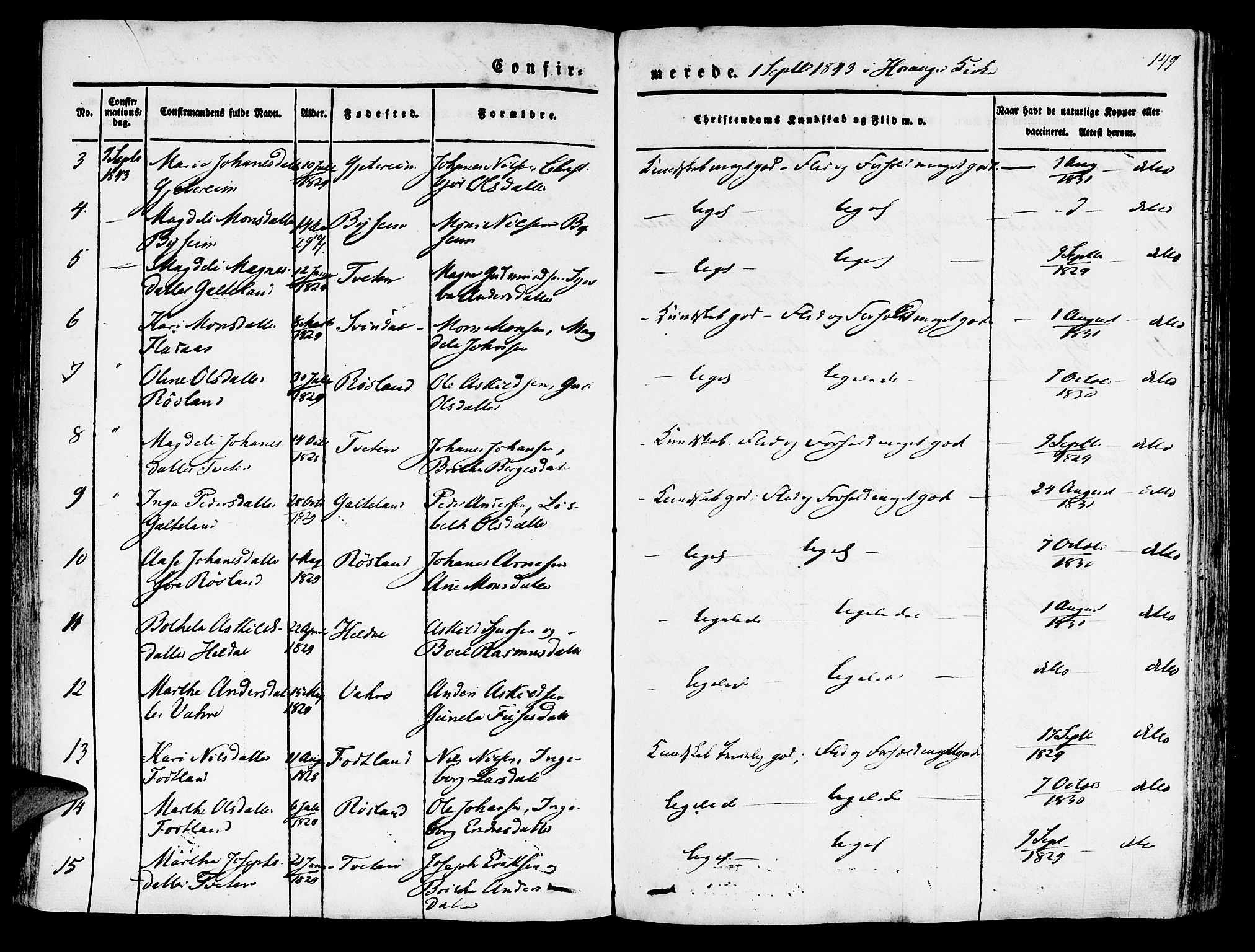 Hosanger sokneprestembete, AV/SAB-A-75801/H/Haa: Parish register (official) no. A 7, 1835-1848, p. 149