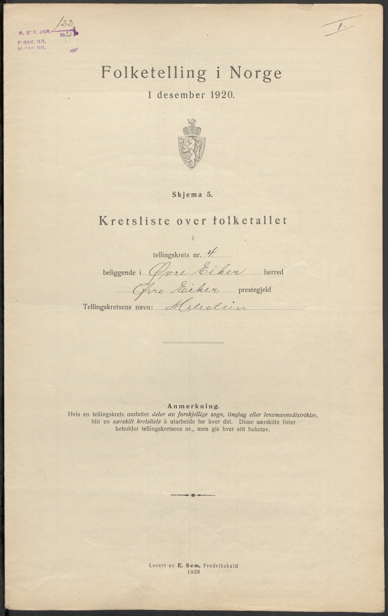 SAKO, 1920 census for Øvre Eiker, 1920, p. 25