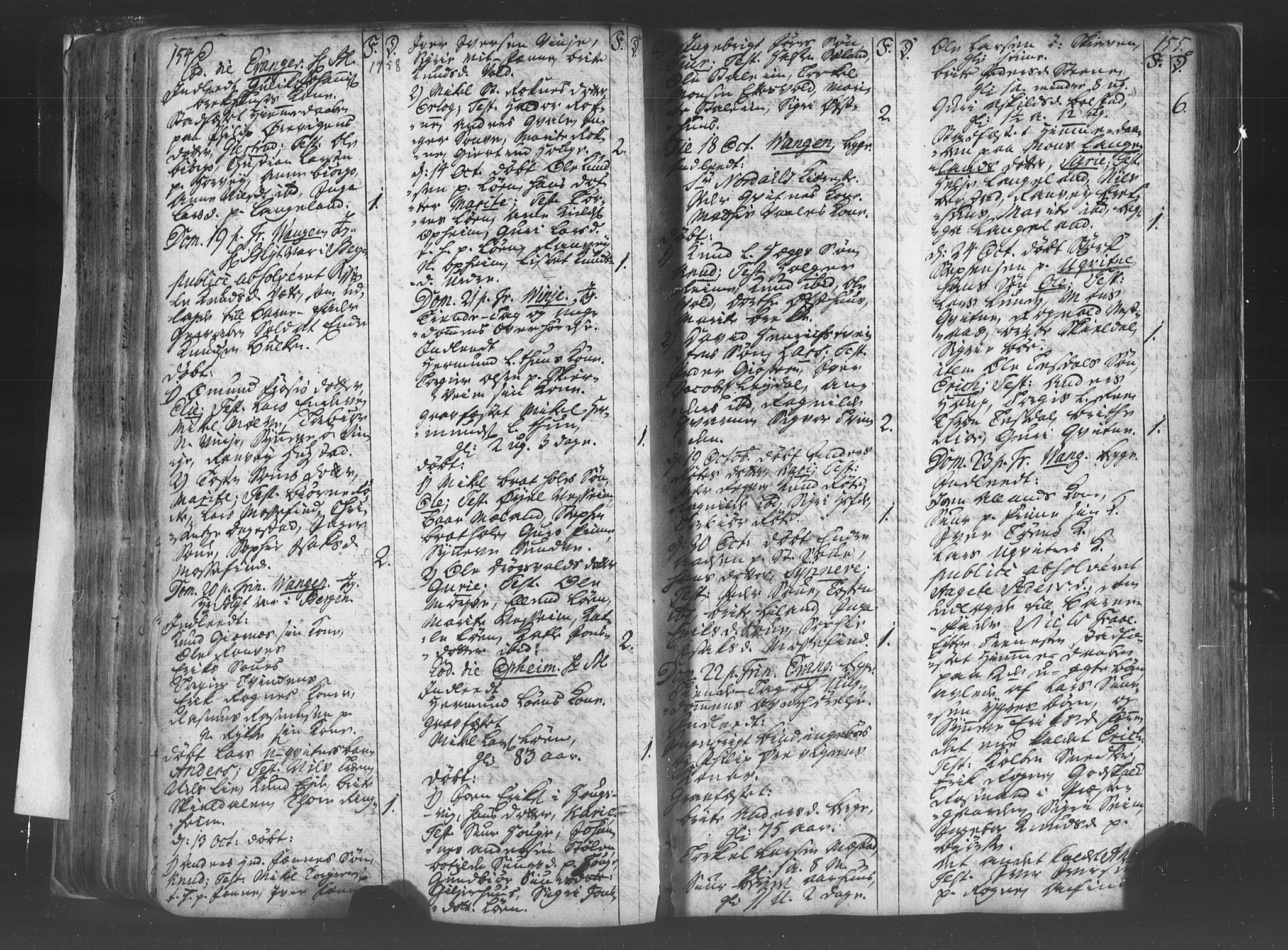 Voss sokneprestembete, AV/SAB-A-79001/H/Haa: Parish register (official) no. A 8, 1752-1780, p. 154-155