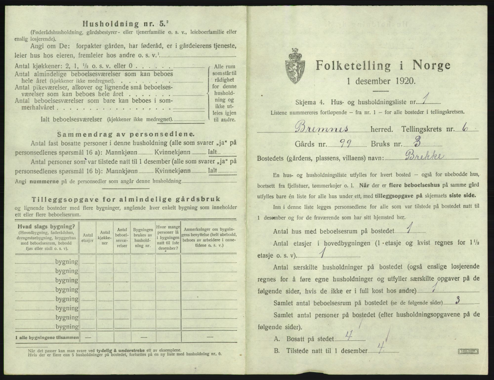 SAB, 1920 census for Bremnes, 1920, p. 362