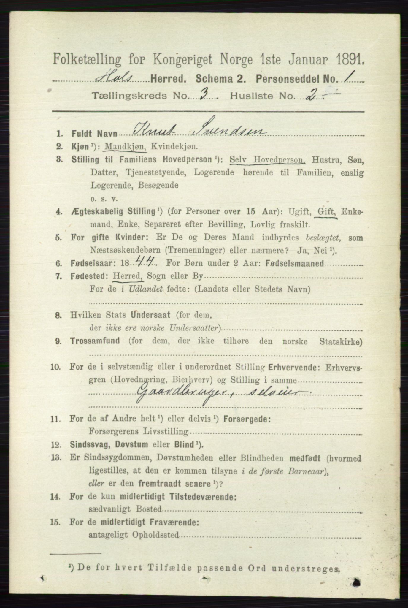 RA, 1891 census for 0620 Hol, 1891, p. 752