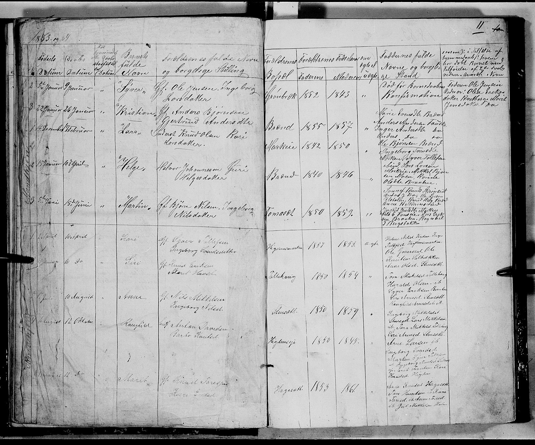Nord-Aurdal prestekontor, SAH/PREST-132/H/Ha/Hab/L0005: Parish register (copy) no. 5, 1876-1895, p. 11