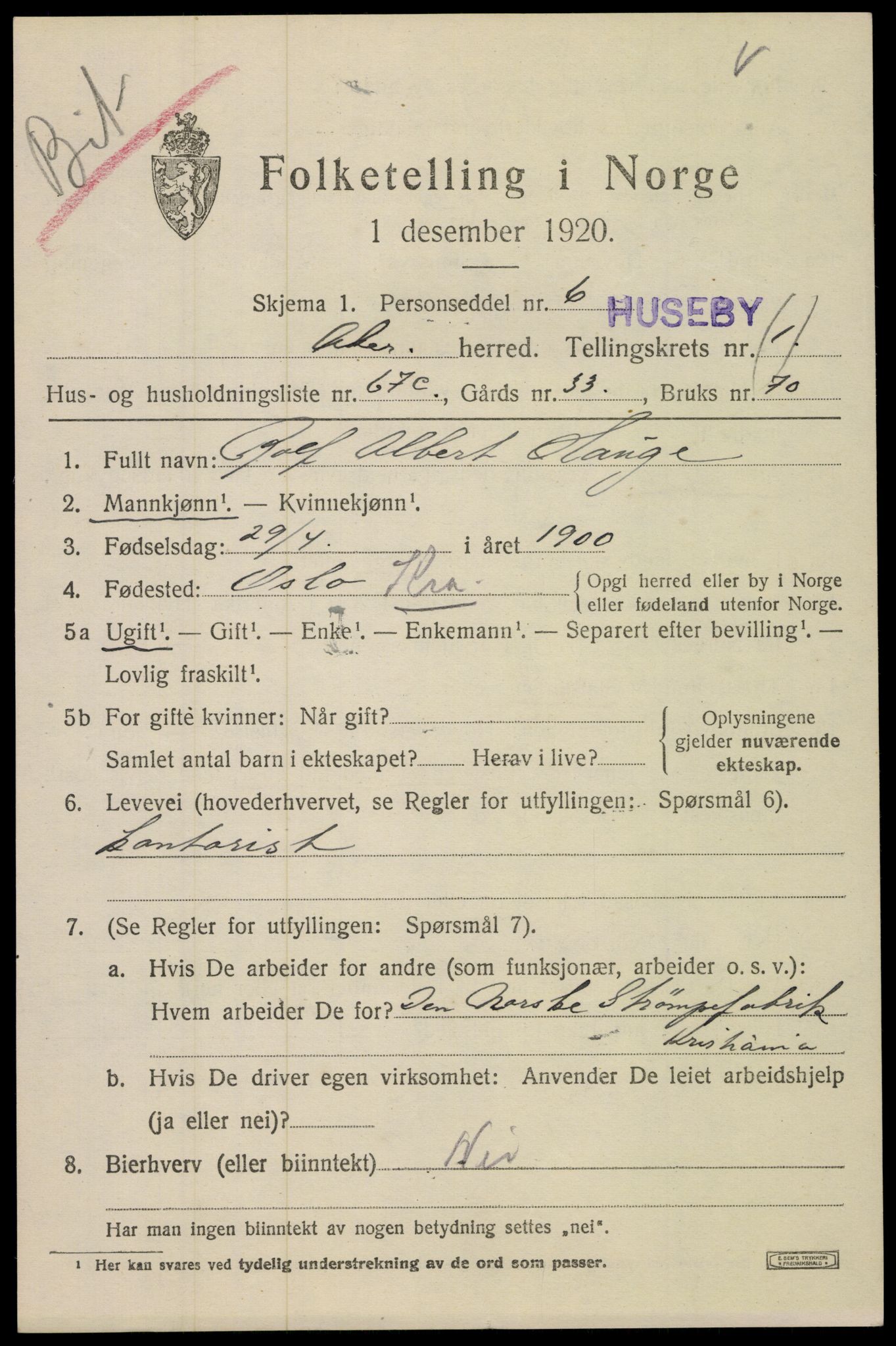 SAO, 1920 census for Aker, 1920, p. 17484