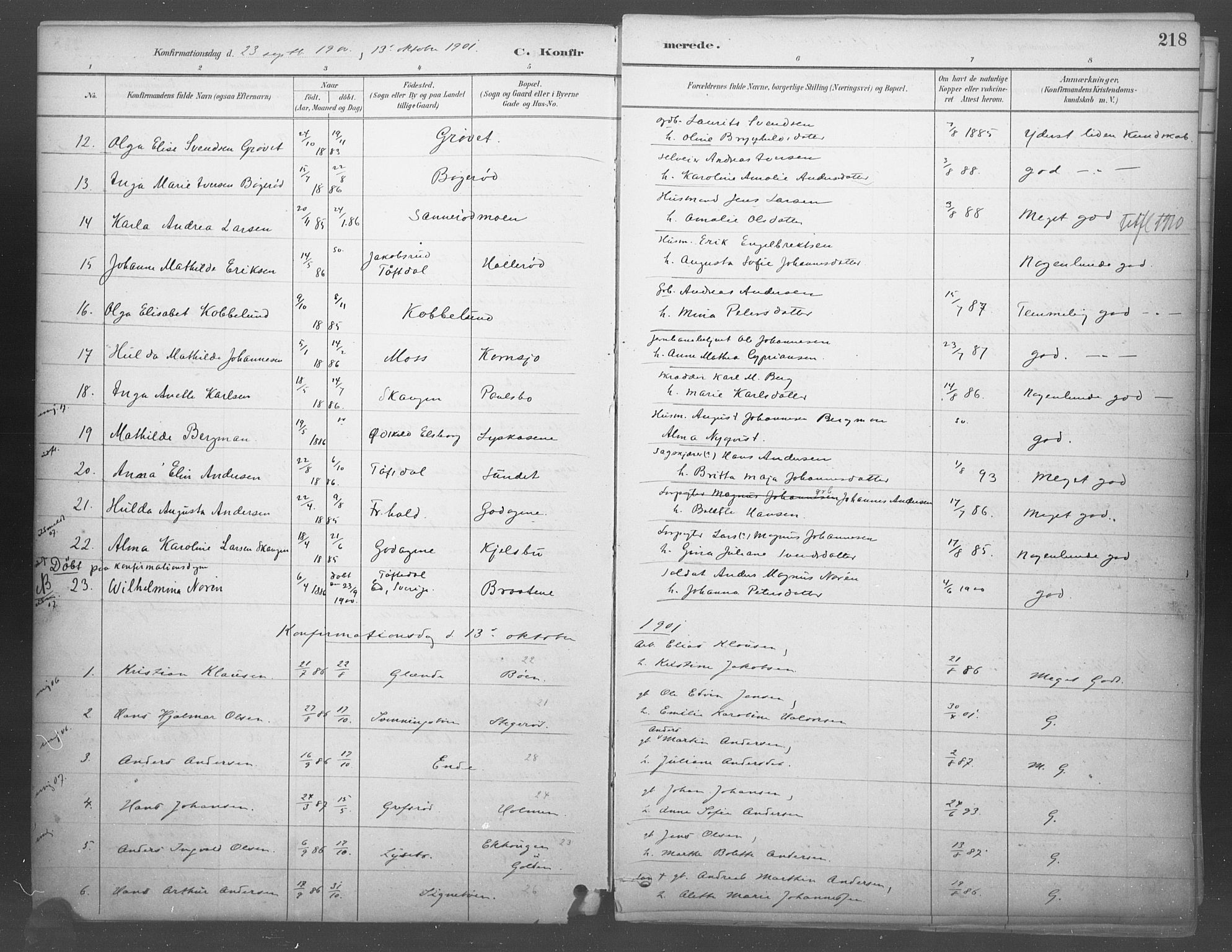 Idd prestekontor Kirkebøker, SAO/A-10911/F/Fb/L0002: Parish register (official) no. II 2, 1882-1923, p. 218