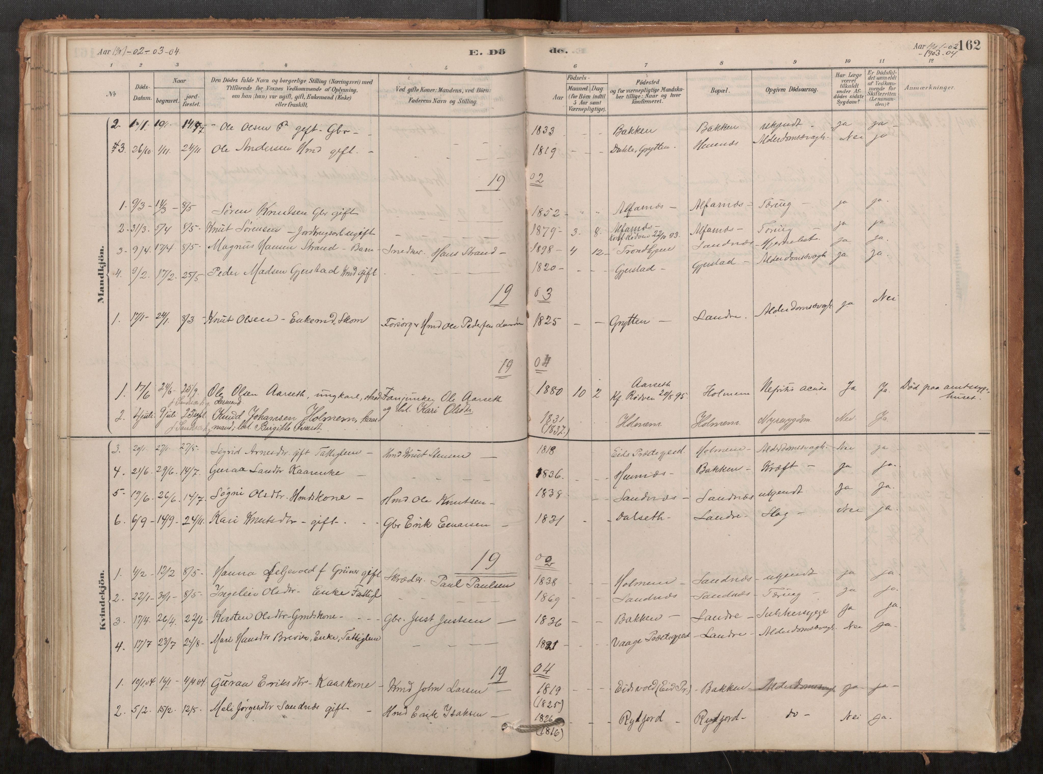 Ministerialprotokoller, klokkerbøker og fødselsregistre - Møre og Romsdal, AV/SAT-A-1454/548/L0615: Parish register (official) no. 548A02, 1878-1906, p. 162