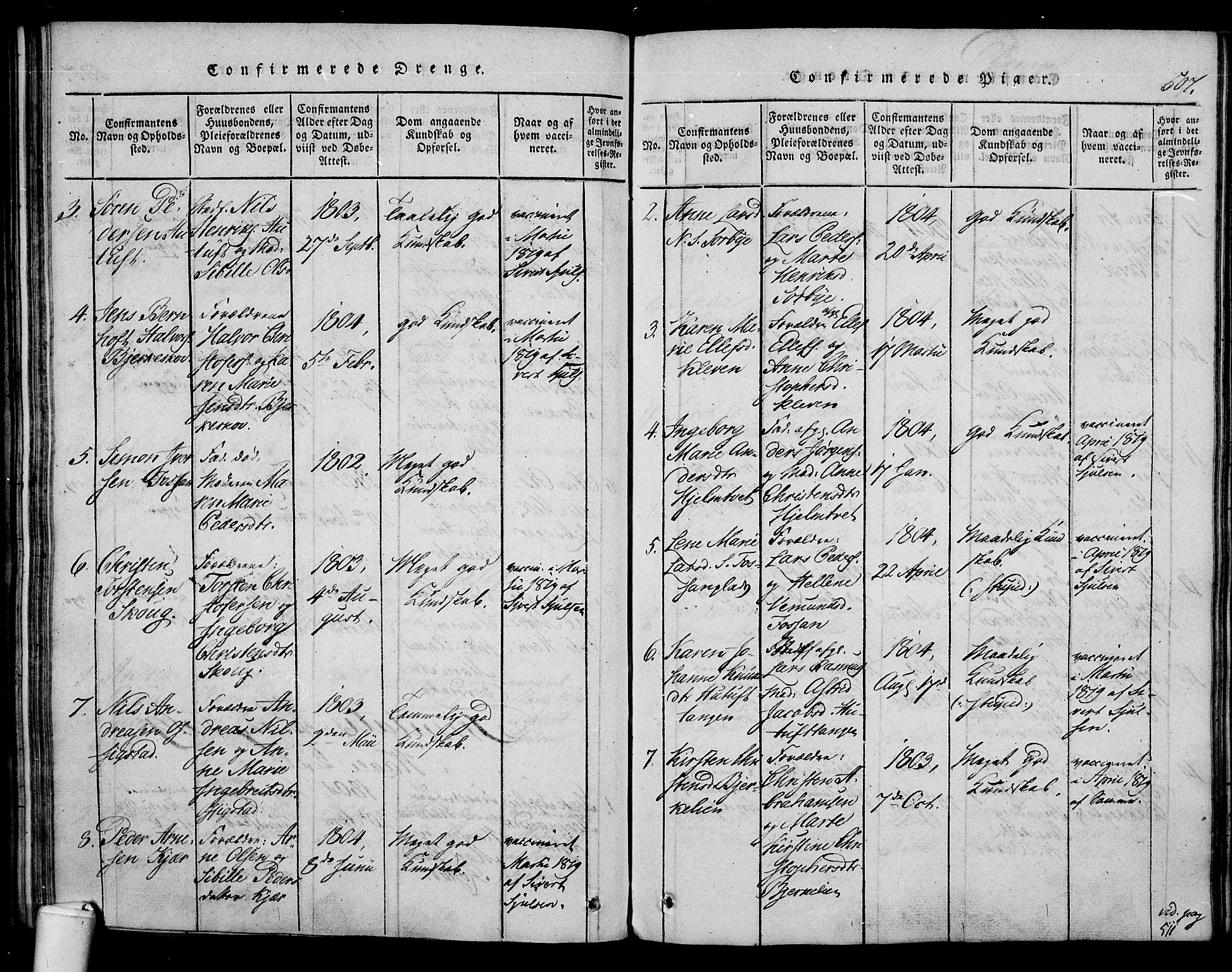 Våle kirkebøker, SAKO/A-334/F/Fa/L0007: Parish register (official) no. I 7, 1814-1824, p. 506-507