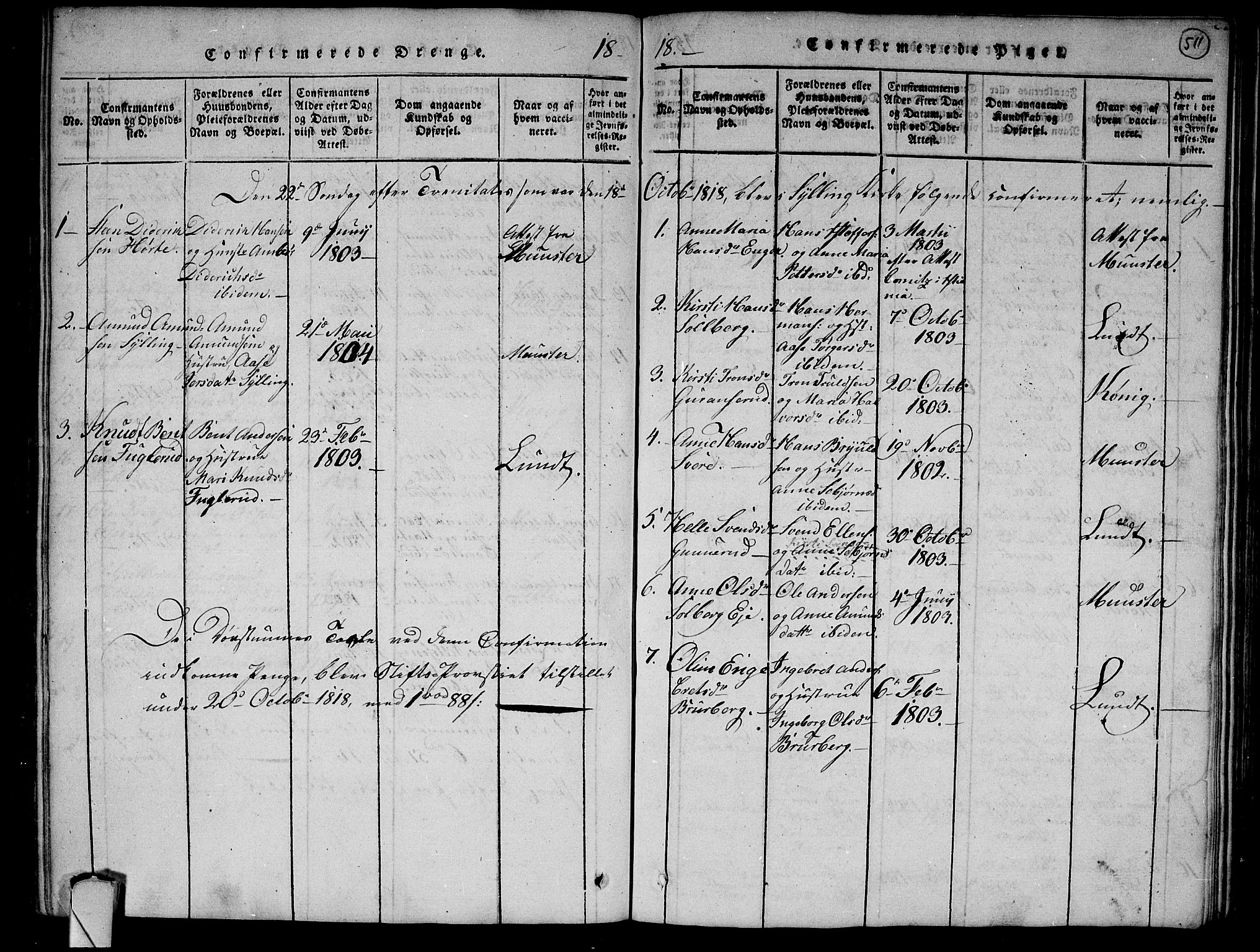 Lier kirkebøker, AV/SAKO-A-230/F/Fa/L0008: Parish register (official) no. I 8, 1813-1825, p. 510-511