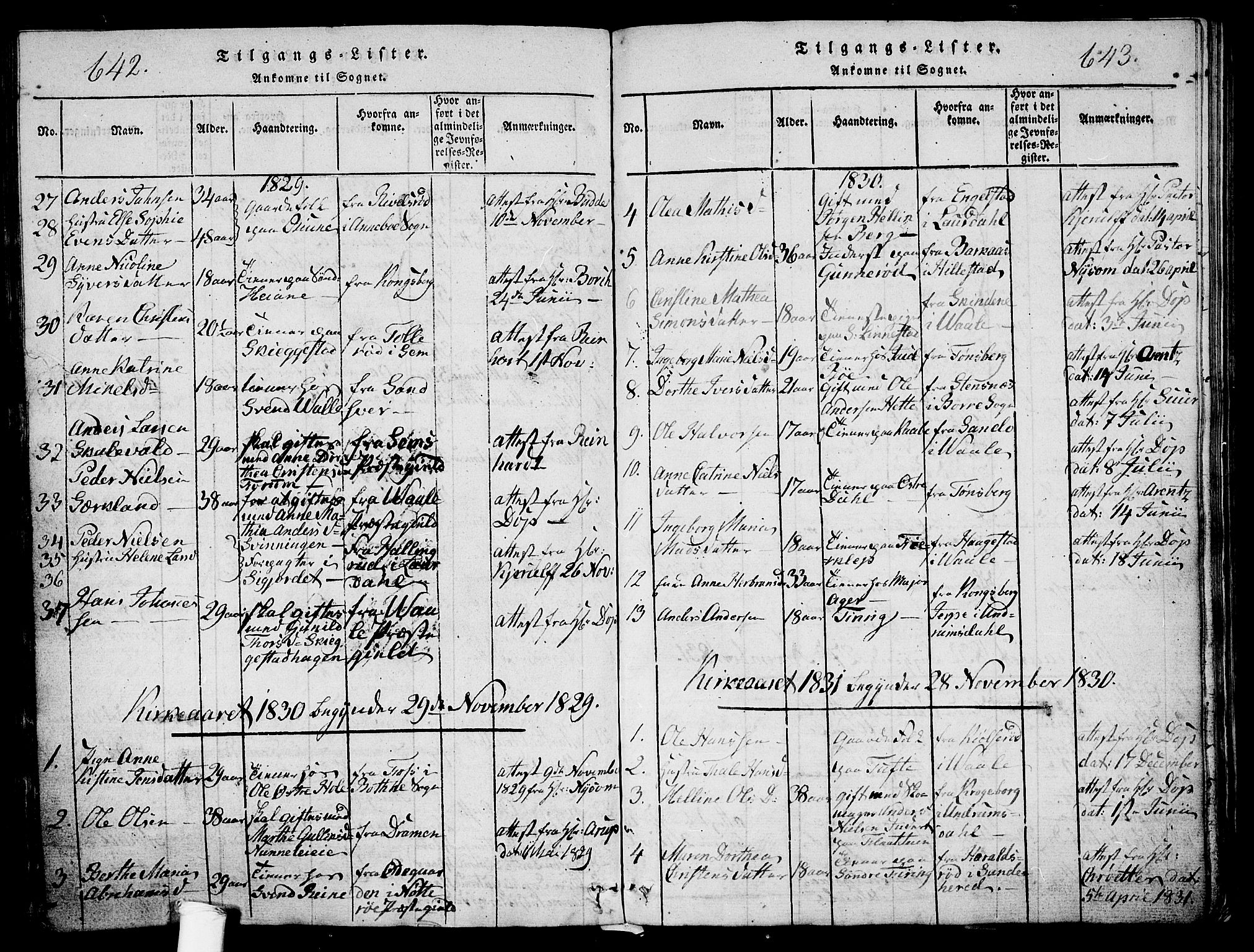 Ramnes kirkebøker, SAKO/A-314/G/Ga/L0001: Parish register (copy) no. I 1, 1813-1847, p. 642-643
