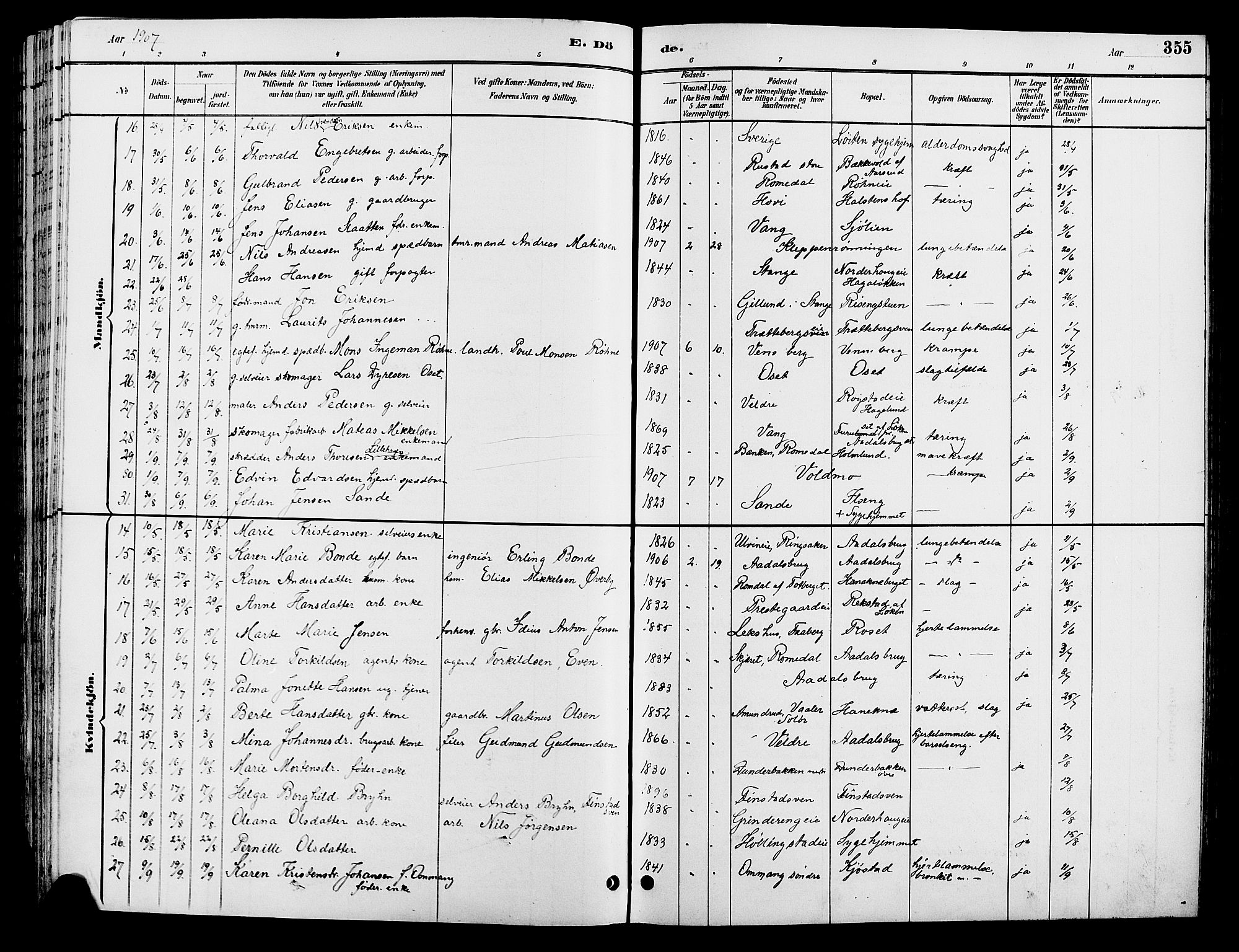 Løten prestekontor, SAH/PREST-022/L/La/L0006: Parish register (copy) no. 6, 1892-1909, p. 355