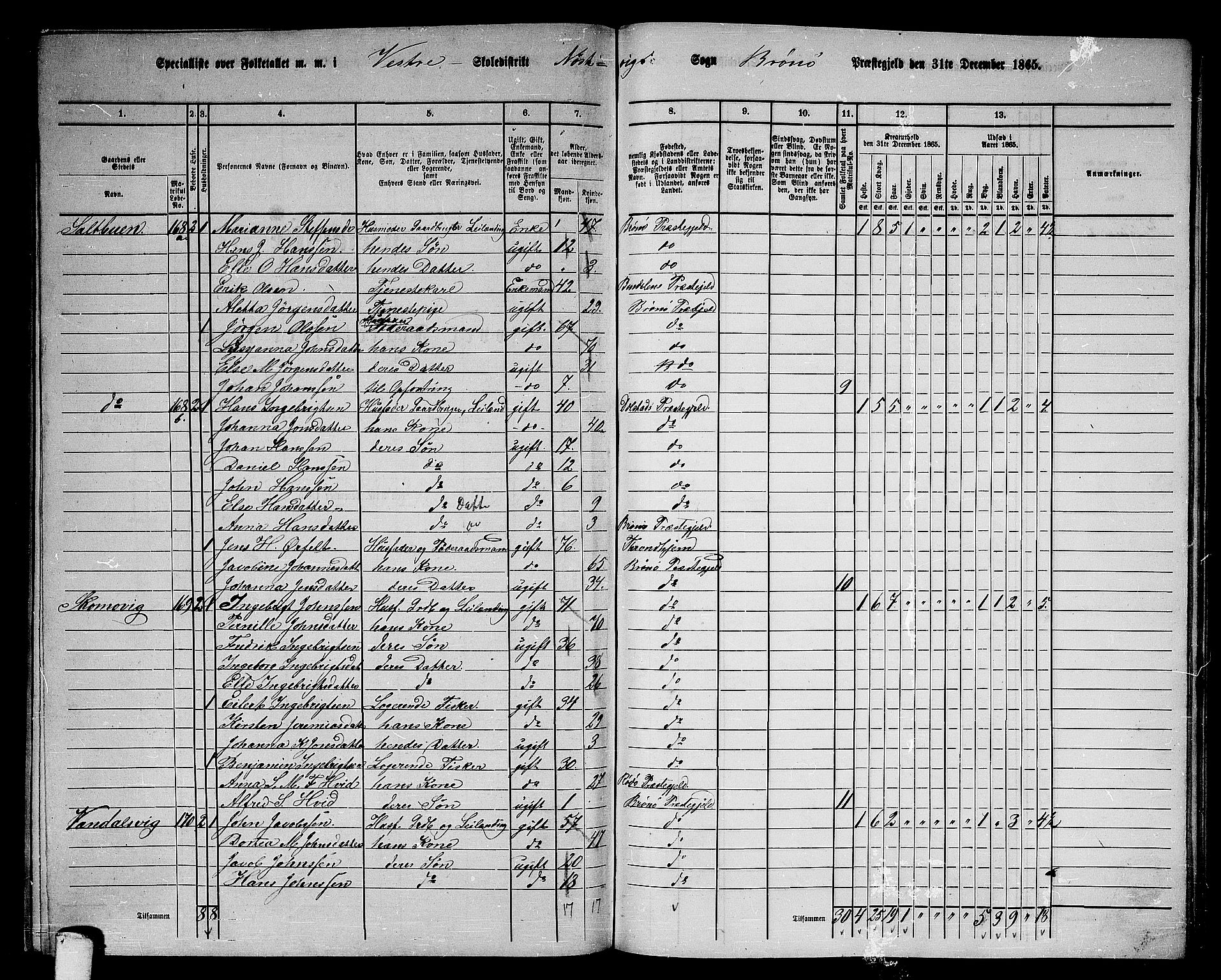 RA, 1865 census for Brønnøy, 1865, p. 173