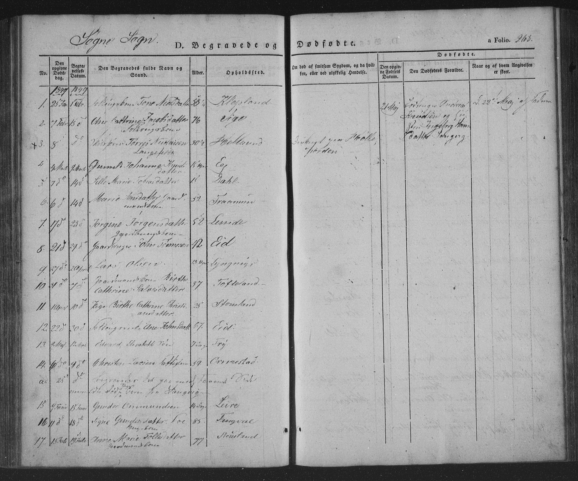 Søgne sokneprestkontor, AV/SAK-1111-0037/F/Fa/Fab/L0009: Parish register (official) no. A 9, 1838-1853, p. 268