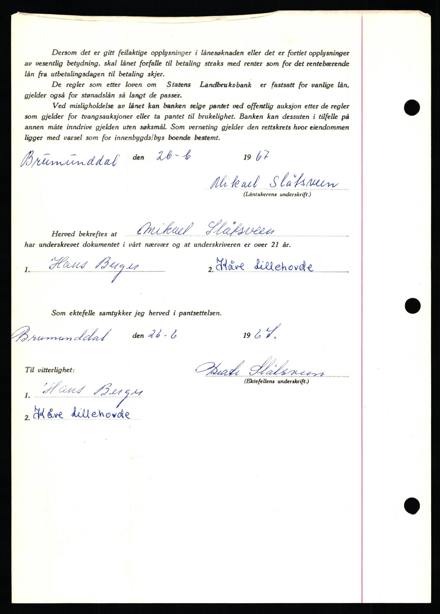 Nord-Hedmark sorenskriveri, SAH/TING-012/H/Hb/Hbf/L0071: Mortgage book no. B71, 1967-1967, Diary no: : 3151/1967