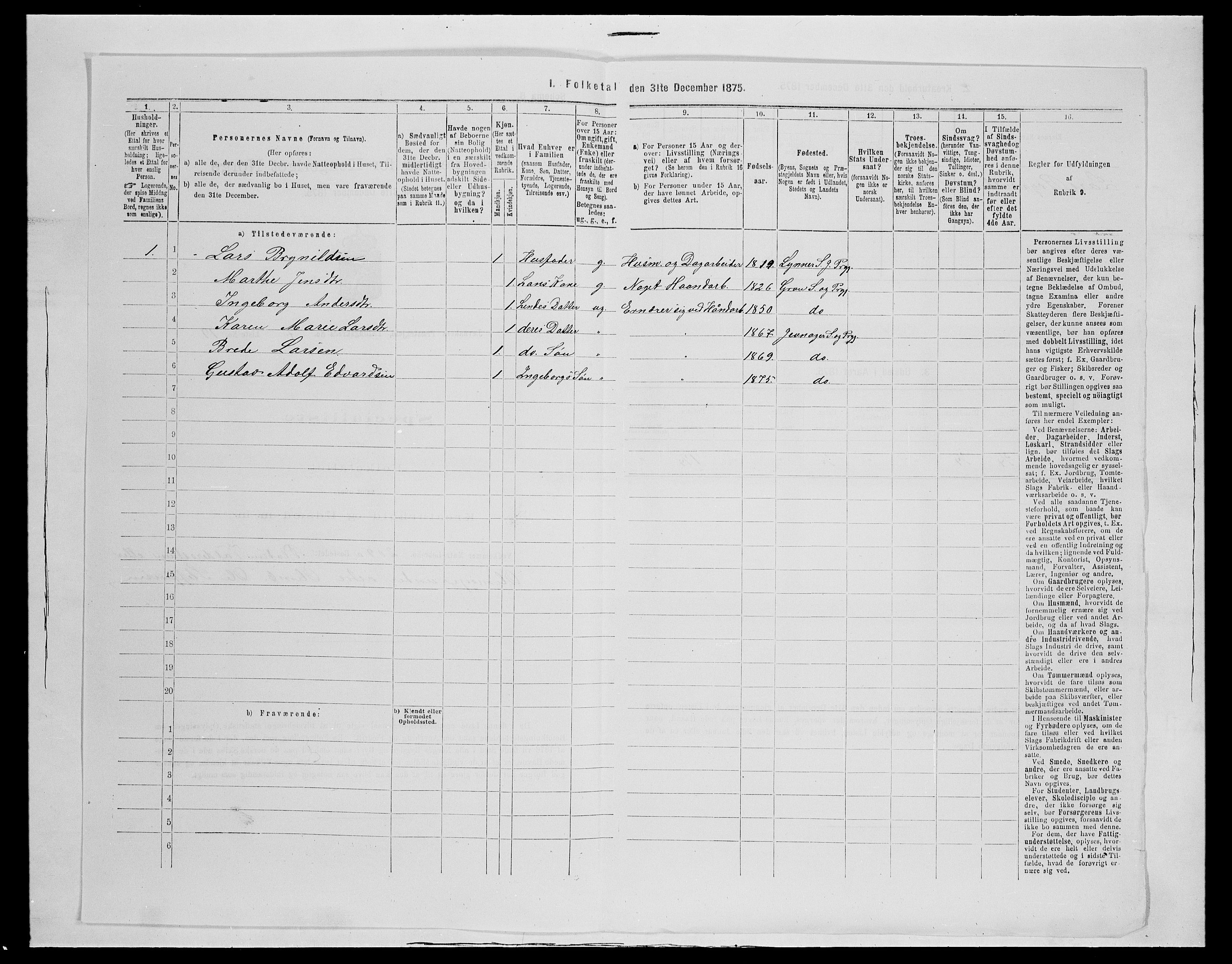 SAH, 1875 census for 0532P Jevnaker, 1875, p. 1194