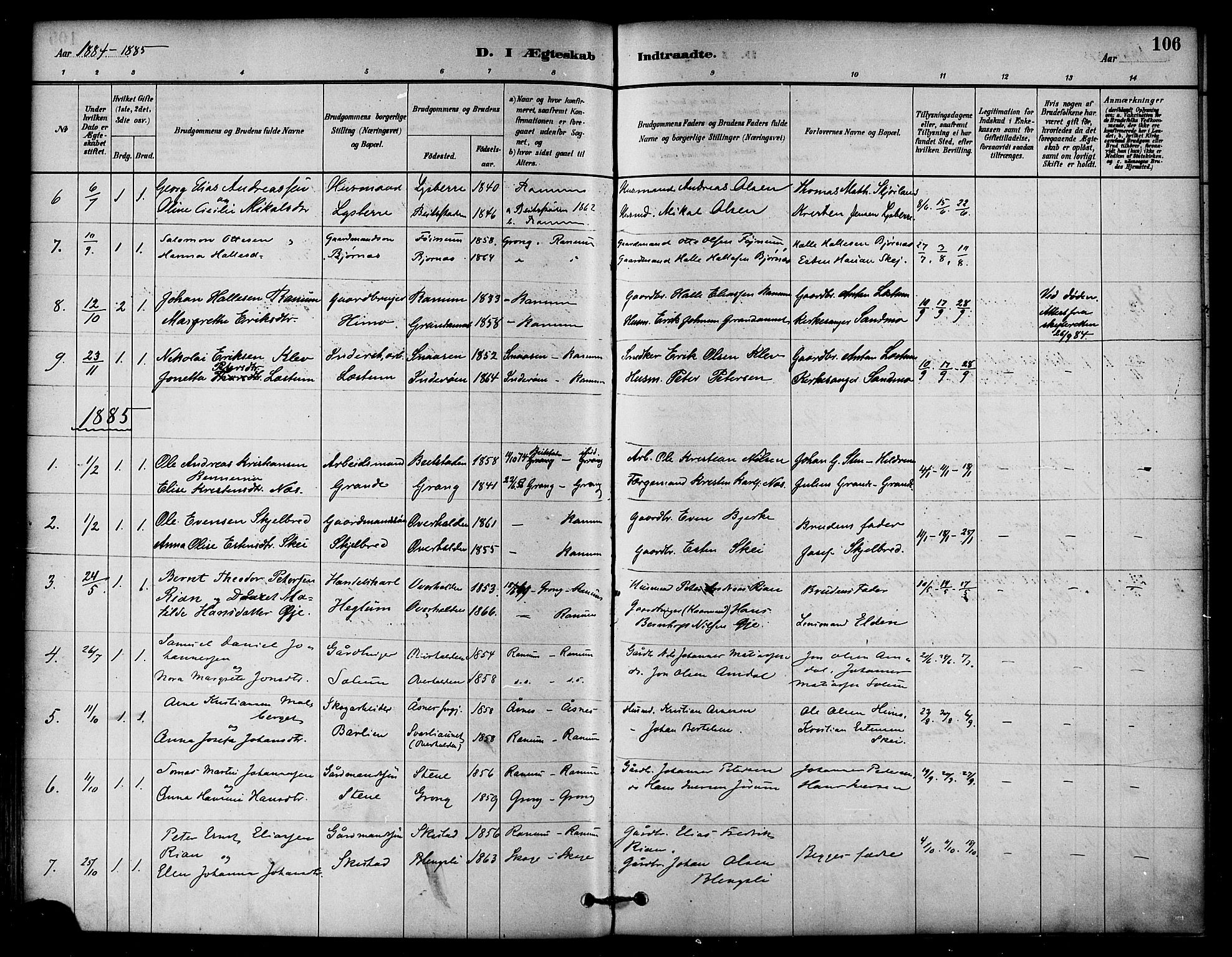 Ministerialprotokoller, klokkerbøker og fødselsregistre - Nord-Trøndelag, SAT/A-1458/764/L0555: Parish register (official) no. 764A10, 1881-1896, p. 106