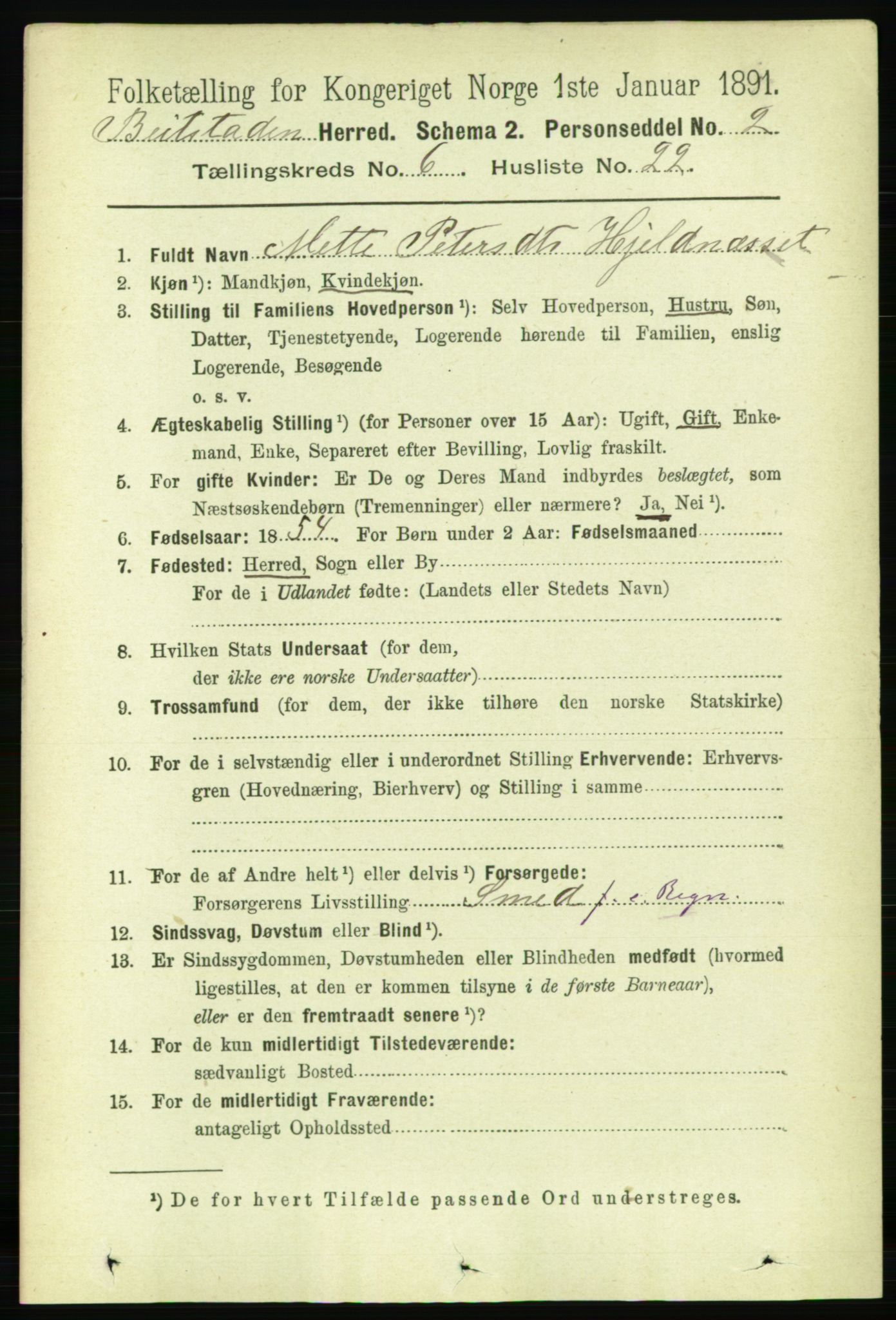 RA, 1891 census for 1727 Beitstad, 1891, p. 1659