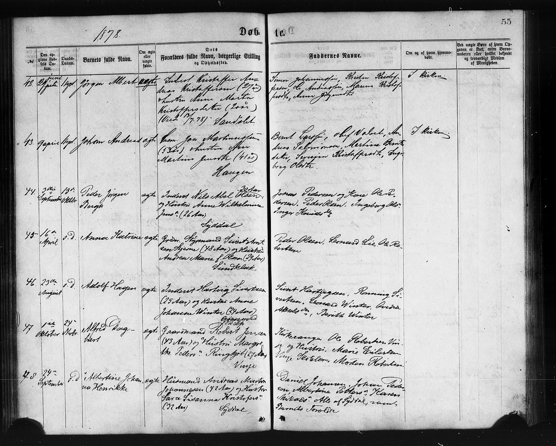 Ministerialprotokoller, klokkerbøker og fødselsregistre - Nordland, AV/SAT-A-1459/876/L1096: Parish register (official) no. 876A02, 1870-1886, p. 55