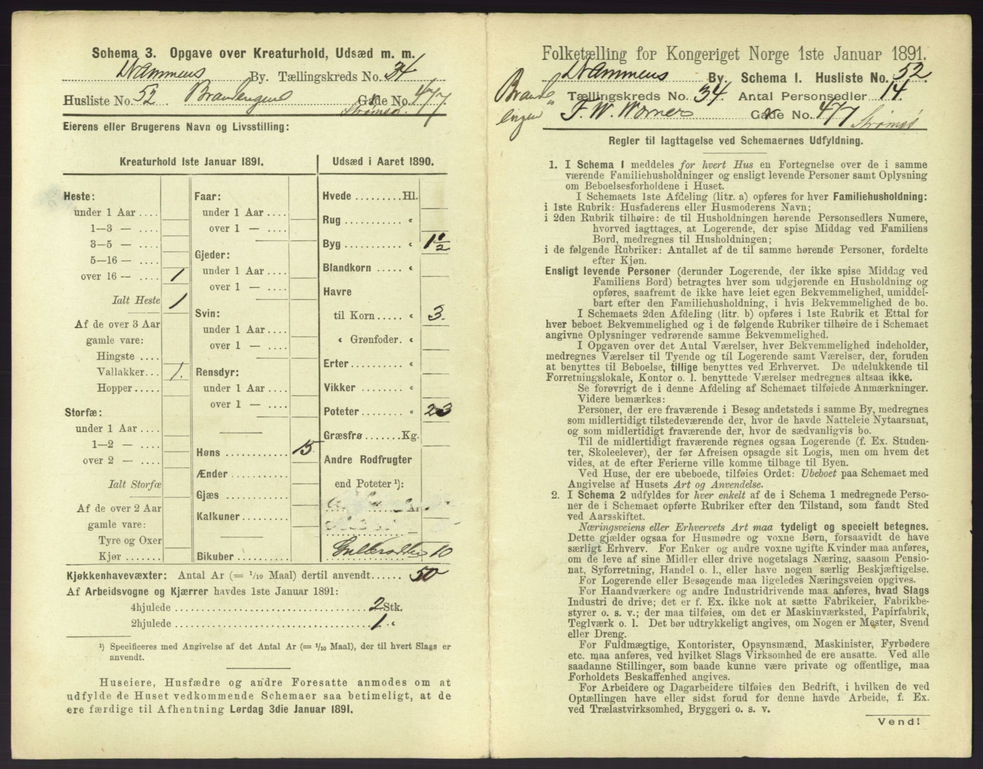 RA, 1891 census for 0602 Drammen, 1891, p. 3097