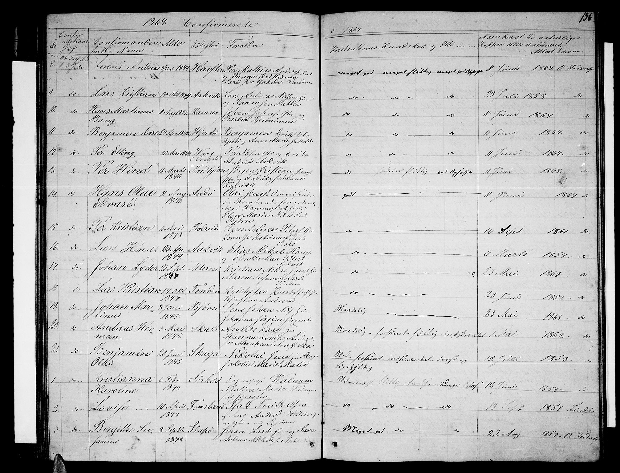 Ministerialprotokoller, klokkerbøker og fødselsregistre - Nordland, AV/SAT-A-1459/834/L0512: Parish register (copy) no. 834C03, 1862-1877, p. 156