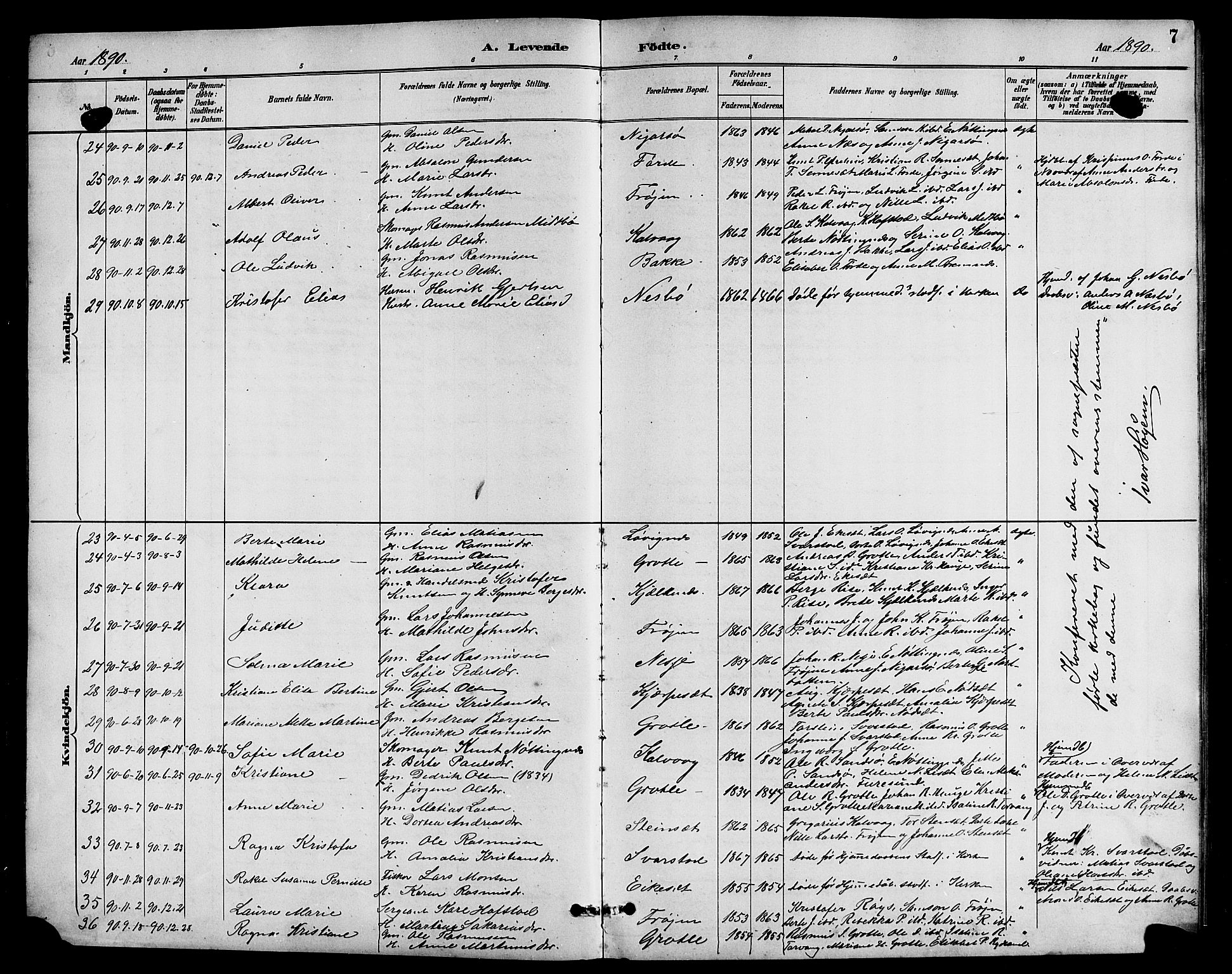 Bremanger sokneprestembete, AV/SAB-A-82201/H/Hab/Haba/L0003: Parish register (copy) no. A 3, 1890-1908, p. 7