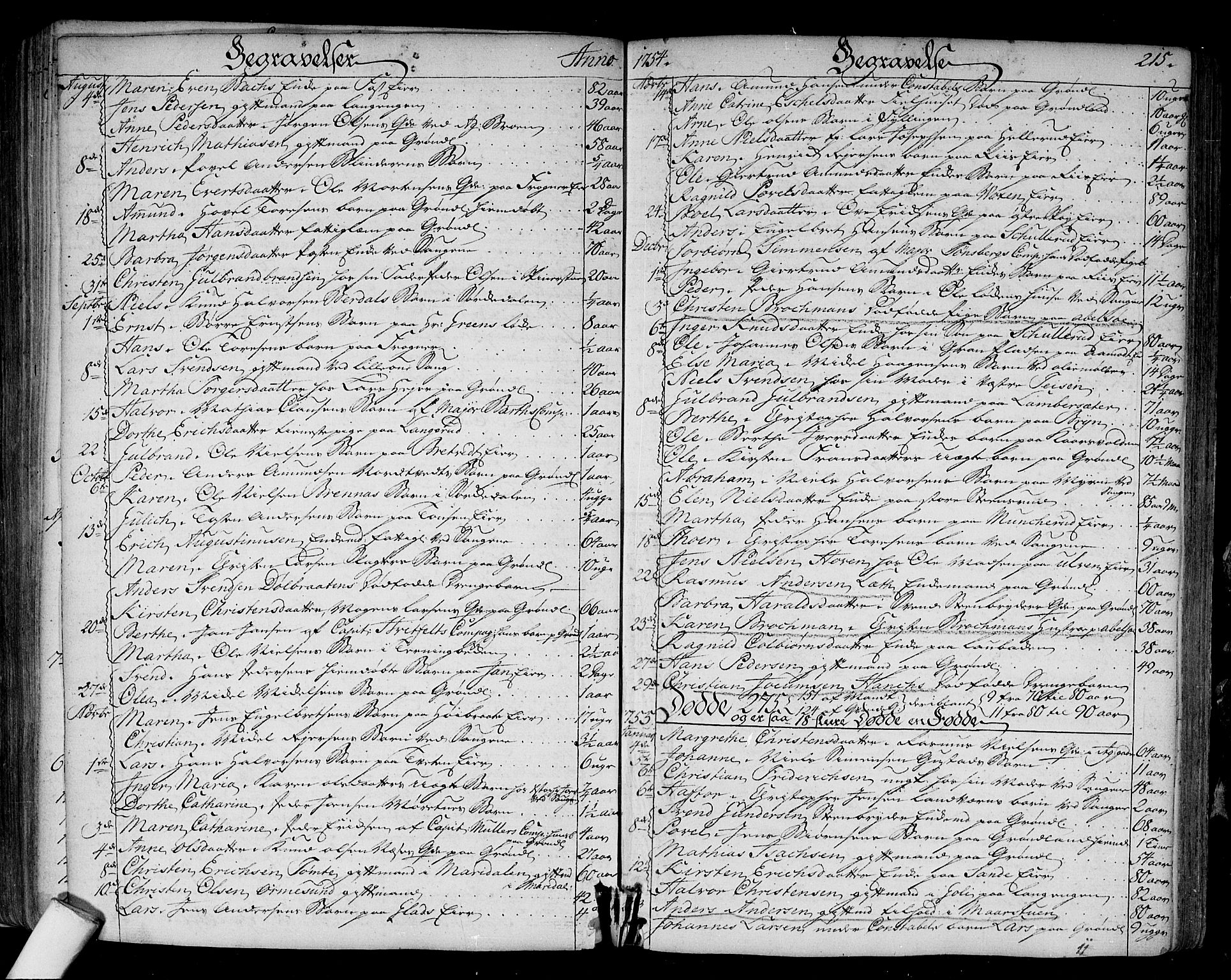 Aker prestekontor kirkebøker, AV/SAO-A-10861/F/L0008: Parish register (official) no. 8, 1749-1765, p. 215