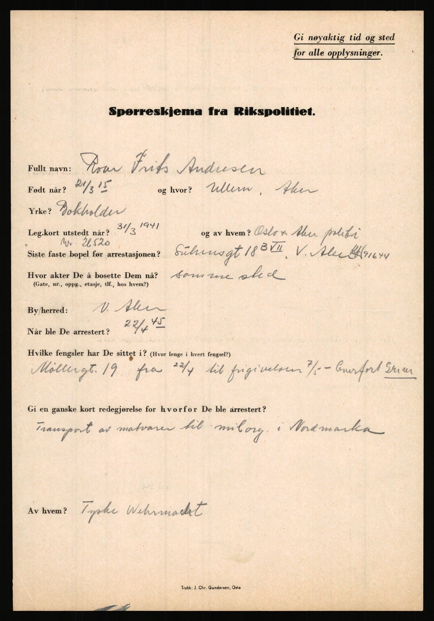 Rikspolitisjefen, AV/RA-S-1560/L/L0001: Abelseth, Rudolf - Berentsen, Odd, 1940-1945, p. 739