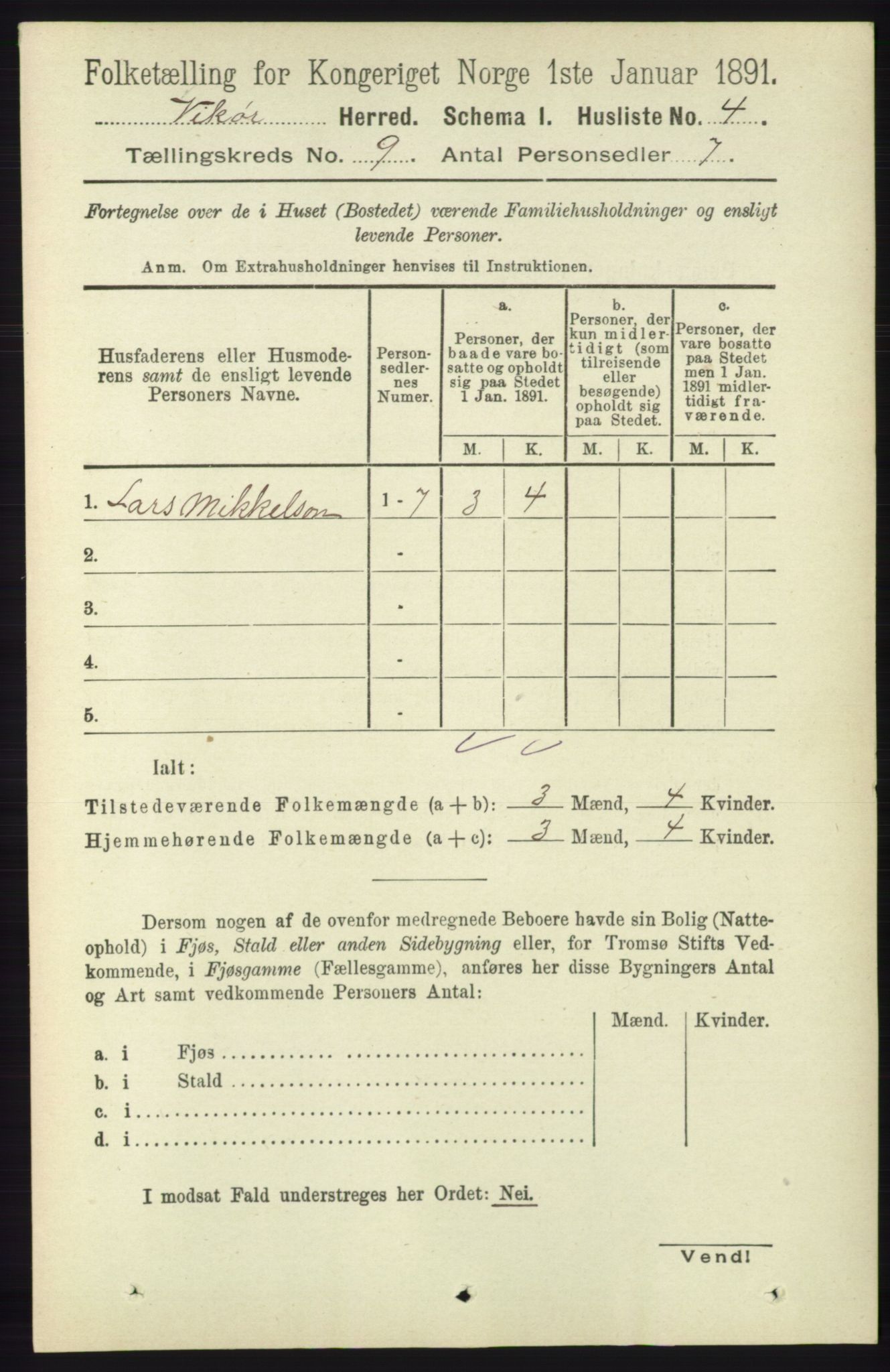 RA, 1891 census for 1238 Vikør, 1891, p. 2623