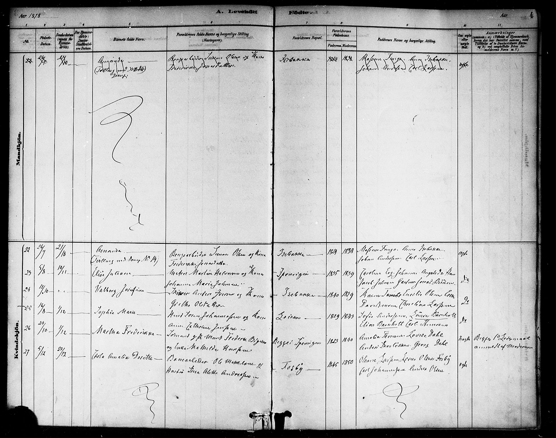 Berg prestekontor Kirkebøker, SAO/A-10902/F/Fa/L0006: Parish register (official) no. I 6, 1878-1887, p. 4