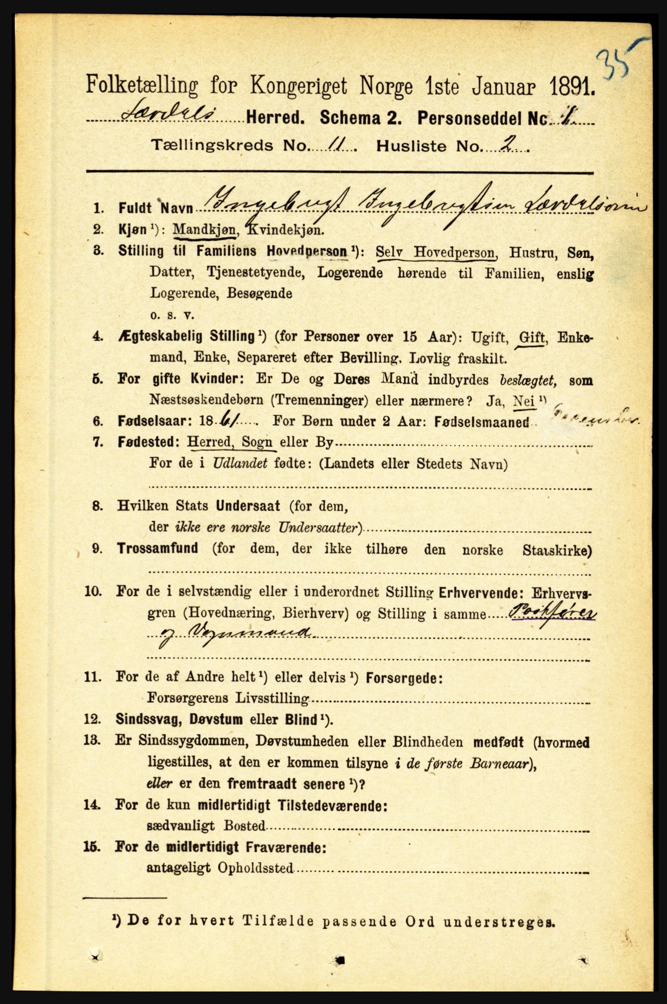 RA, 1891 census for 1422 Lærdal, 1891, p. 2167