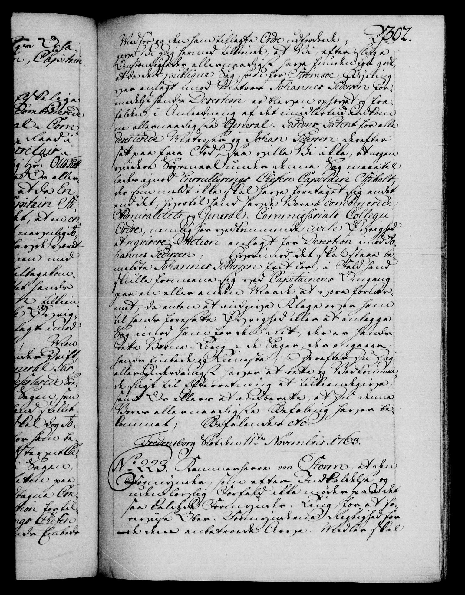 Danske Kanselli 1572-1799, RA/EA-3023/F/Fc/Fca/Fcab/L0037: Norske tegnelser, 1762-1766, p. 302a